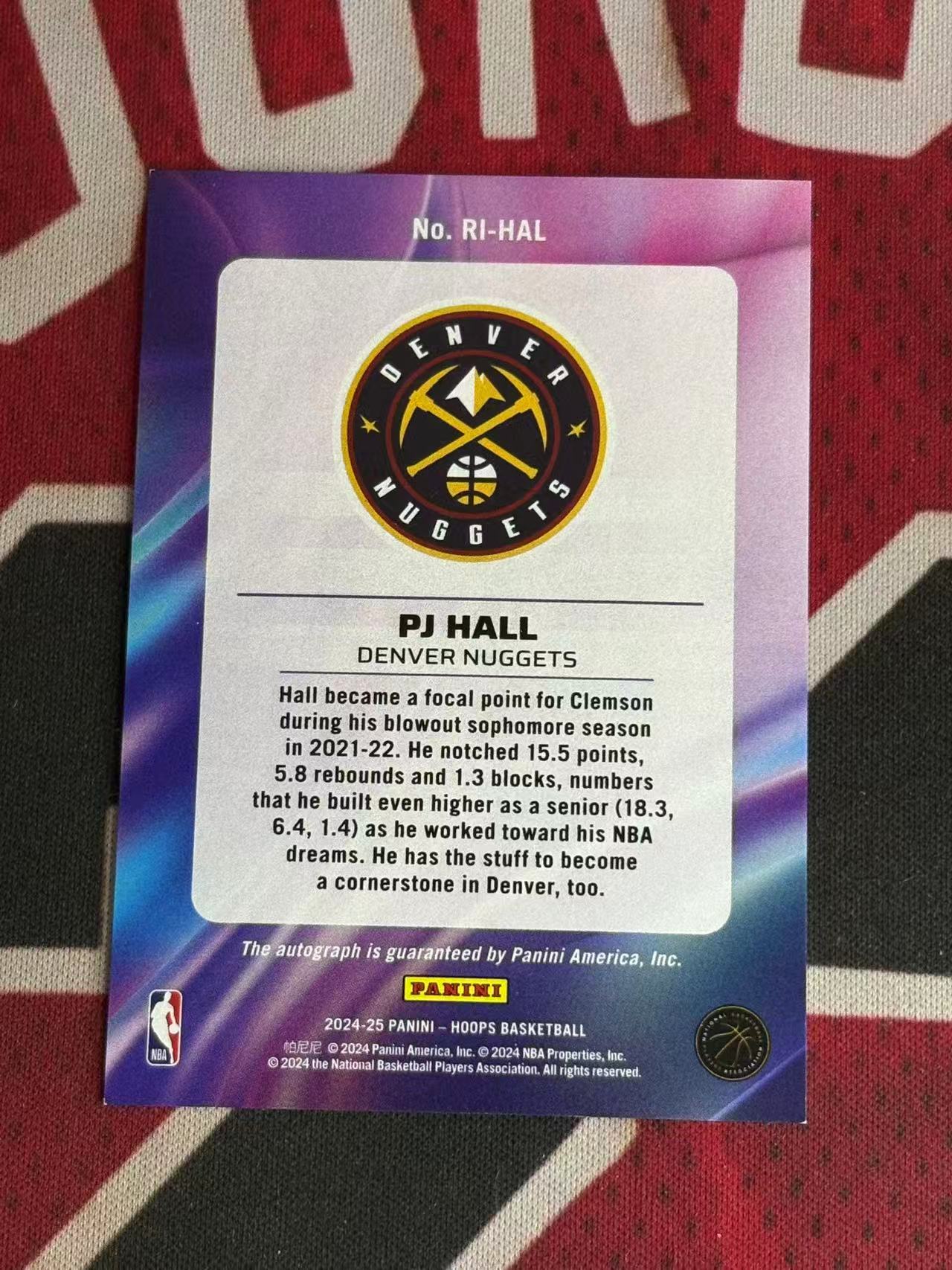 2024-25 PANINI HOOPS PJ HALL 掘金 新秀RC PJ霍尔 签字卡 INK签 新秀签 银折 折射 专收凑套必备【烂臭嘴拍卖】