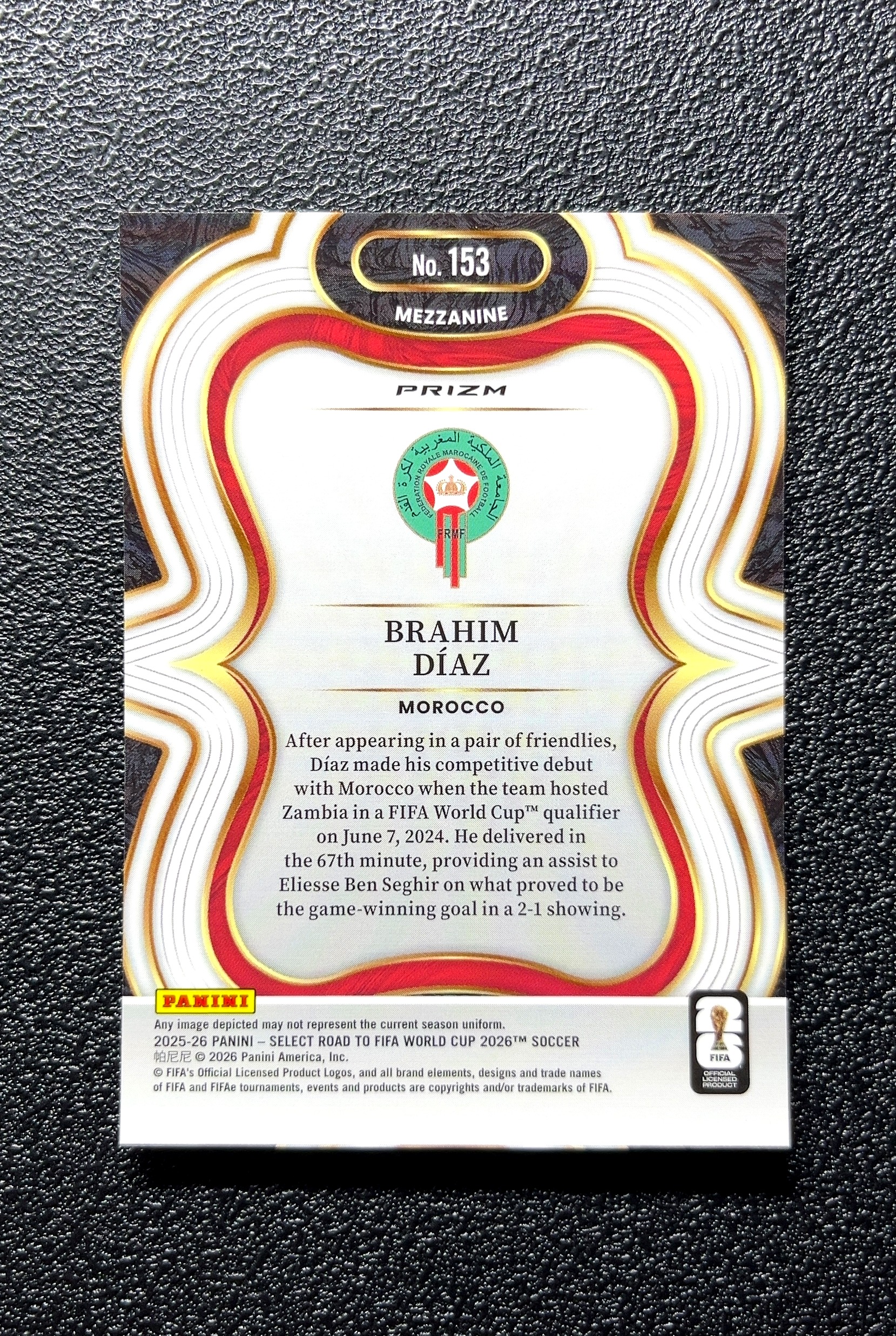 【小白1%代卖】2025 Panini SELECT ROAD TO FIFA WORLD CUP 2026 世界杯之路 BRAHIM DÍAZ 布拉欣·迪亚斯 银折 折射 卡品如图 0808