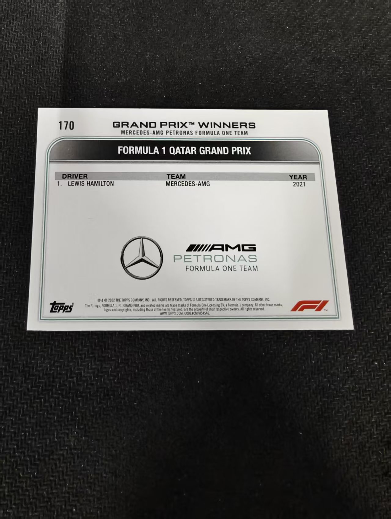 2022 Topps Chrome F1 Lewis Hamilton 刘易斯 汉密尔顿 AMG梅赛德斯奔驰 划痕 边角瑕疵 @170