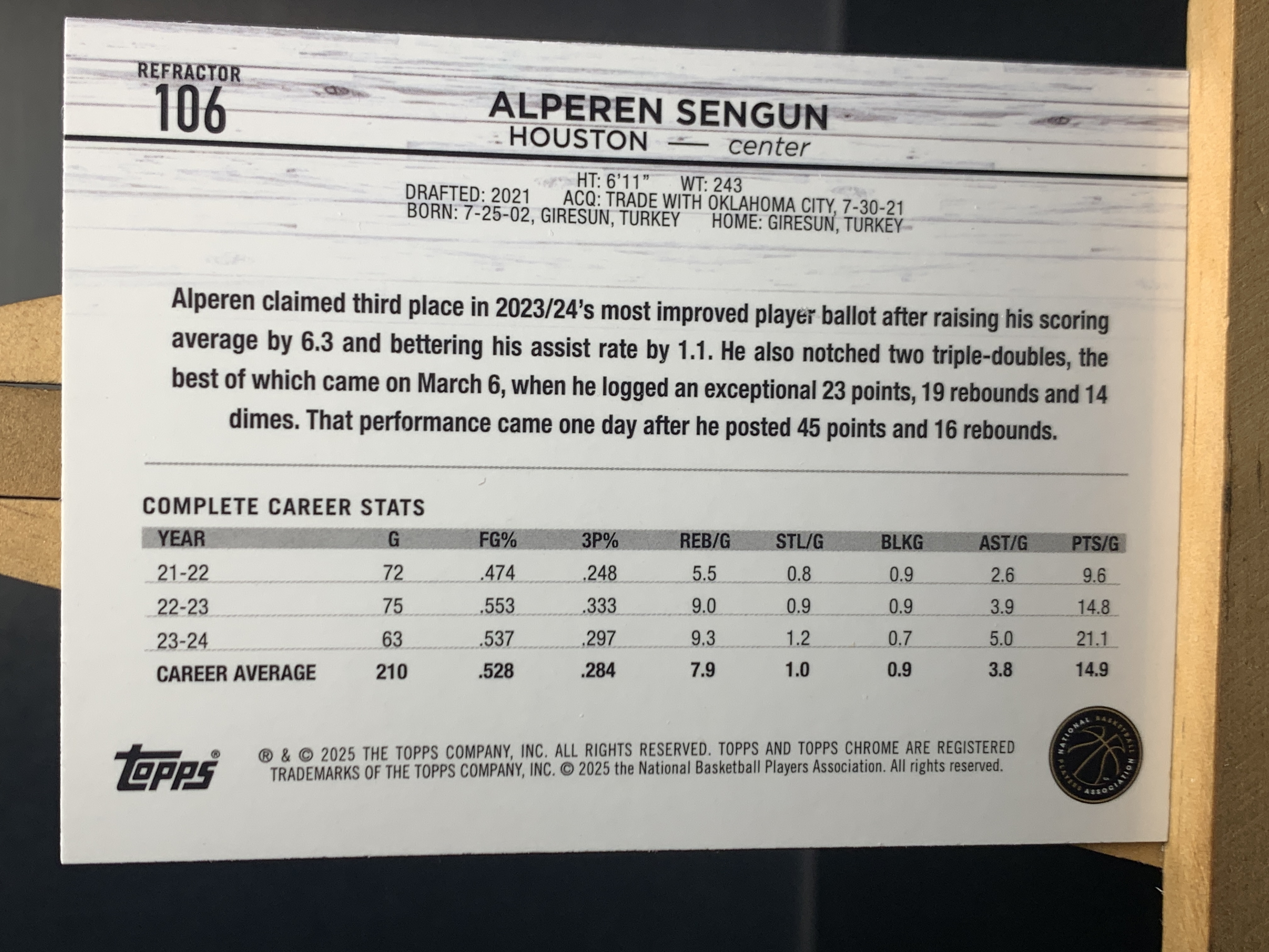 (K2) 2025 TOPPS 折射 申京 近期大热球星 收藏必备 卡品如图 ! ! !