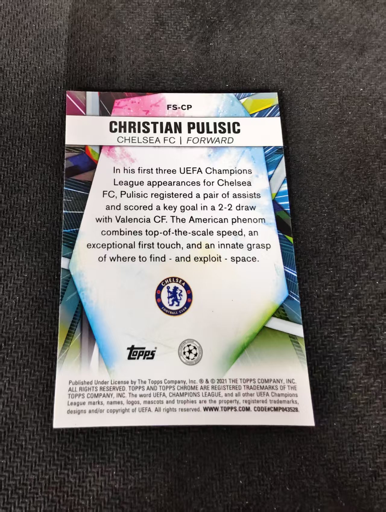 【可合并,不累计】2021 Topps Chrome Christian Pulisic 普利西奇 切尔西 未来之星特卡 欧冠 银折 不保卡品 介意勿拍