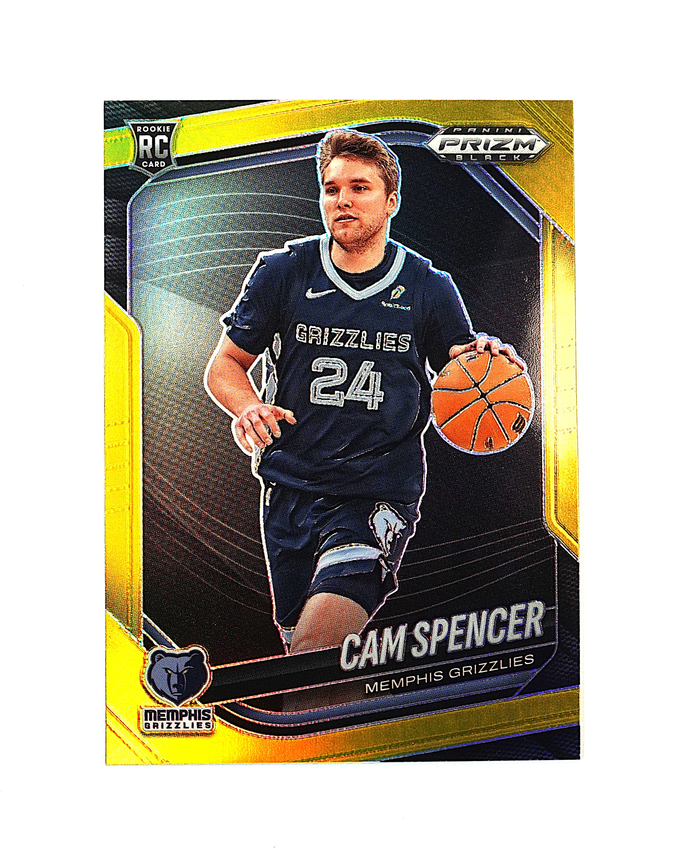 2024-25 Panini Prizm Black Cam Spencer RC 卡姆 斯潘塞 03/10编 新秀 正金折 灰熊 莫兰特队友 未来可期 凑套专收必备 卡品微瑕如图【DD】