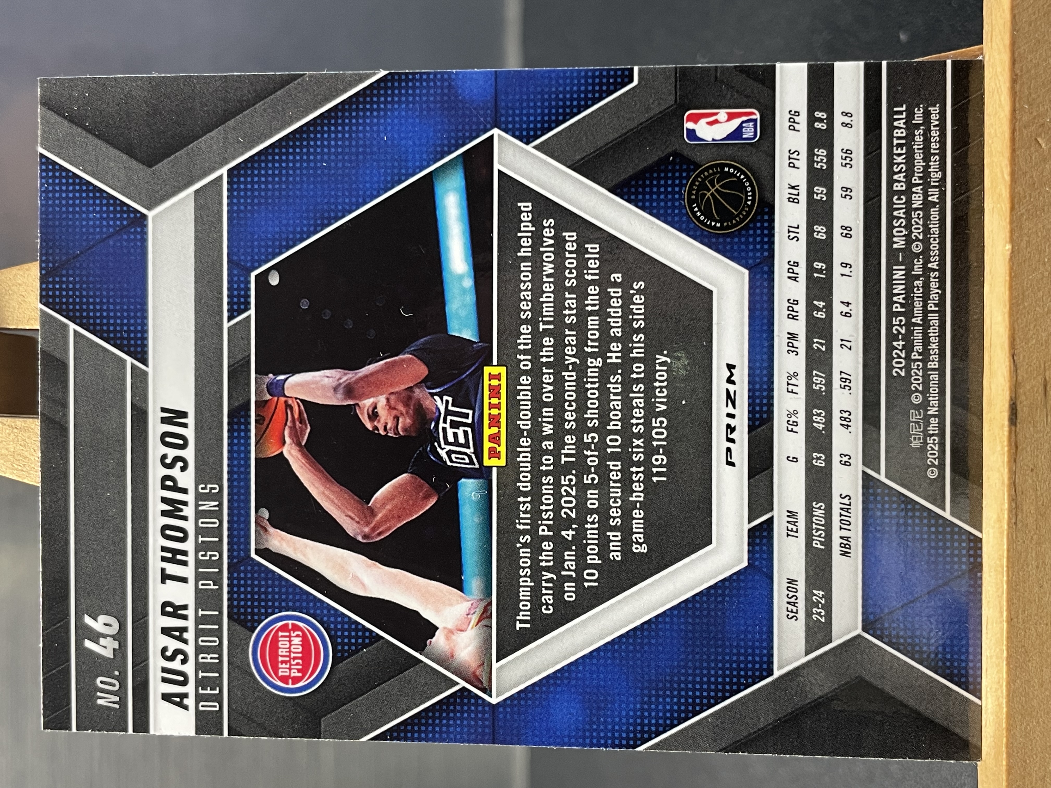 (A4) 2024-25 PANINI 马赛克 折射 奥萨尔 汤普森 活塞 近期大热球星 收藏凑套必备 卡品如图 !!!