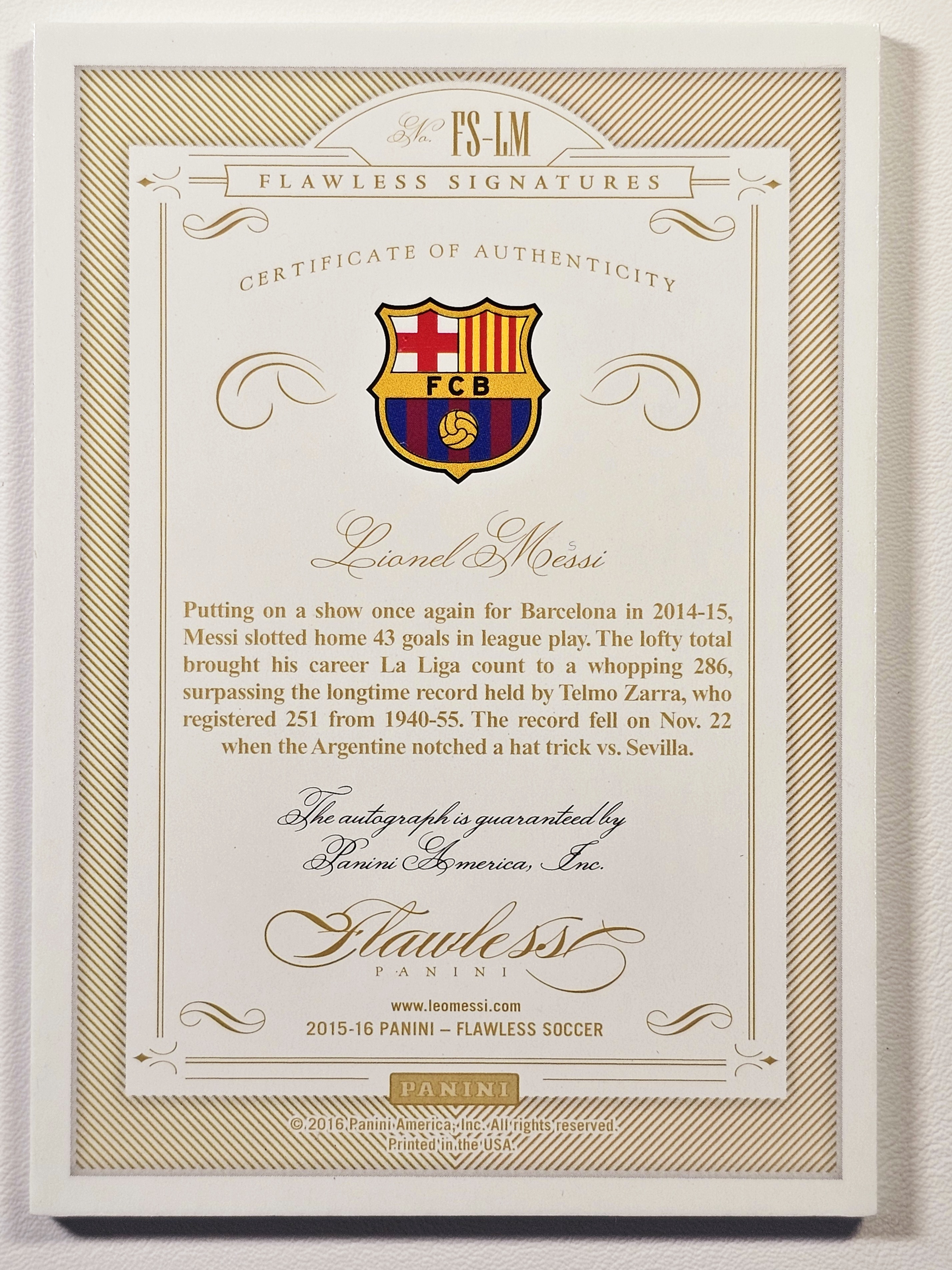 【天秤座精品预付】2015-16 Panini Flawless 元年 手提 巴萨 巴塞罗那 Lionel Messi 利昂内尔 里奥 梅西 球王 goat 折射 闪版 11/25编 签字 卡签 半球 卡品如图 阿根廷 收藏必备※倒哥