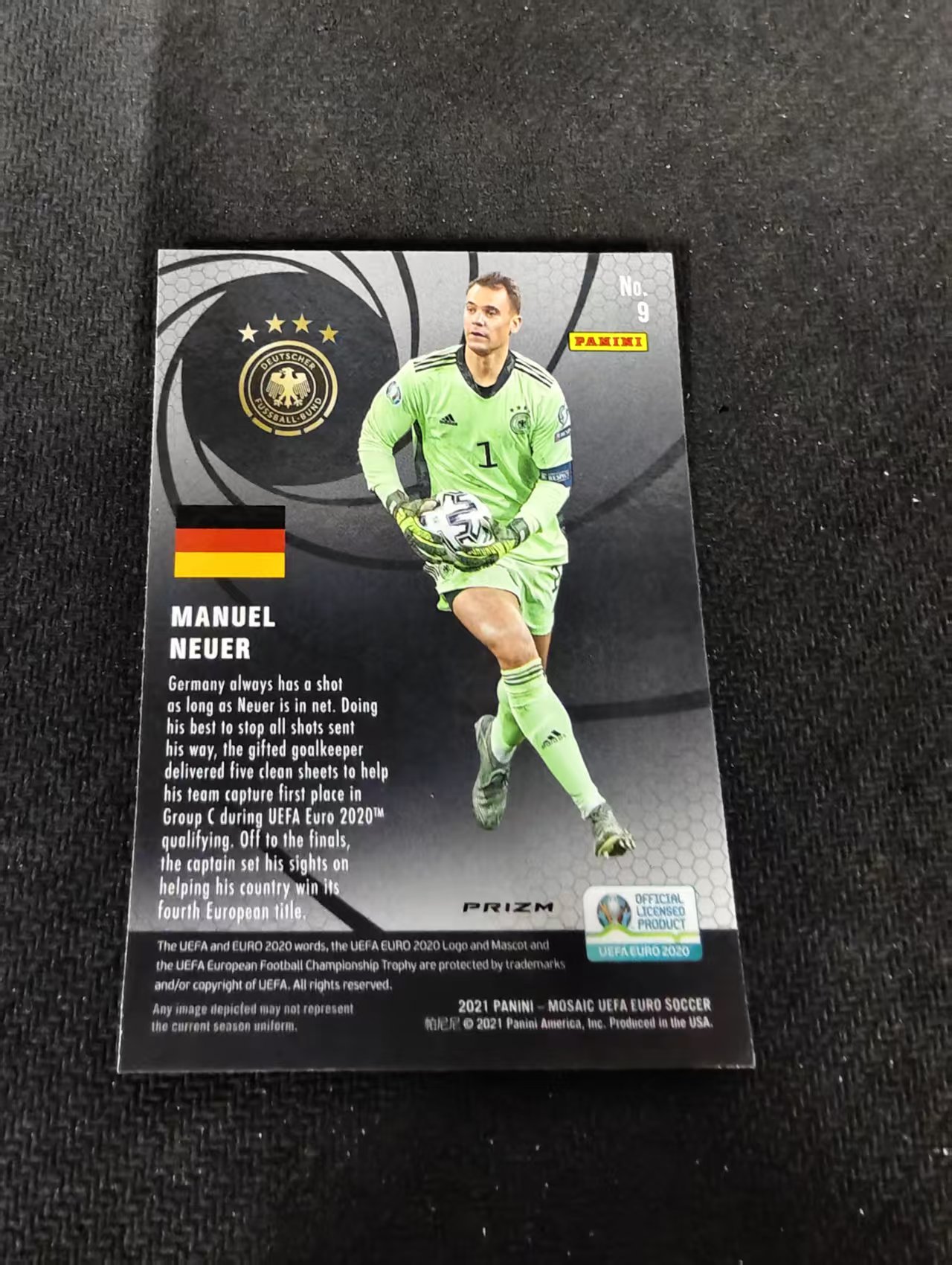 【可合并,不累计】 2021 Panini Mosaic Manuel Neuer 马赛克 欧洲杯 德国 诺伊尔 特卡 欧洲杯 银马赛克折 划痕 边角瑕疵 #9