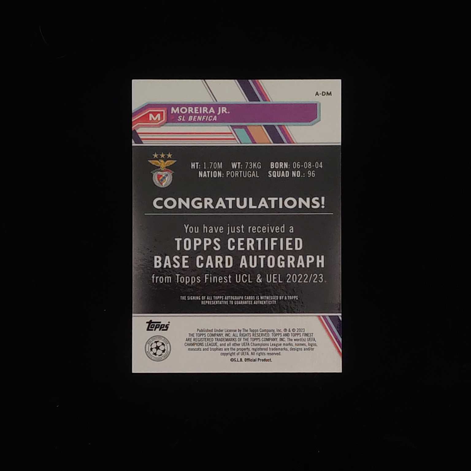 2023 Topps Finest Moreira Jr. RC 本菲卡 新秀 RC 莫雷拉 银折 签字 卡品如图 收藏必备 【才来-柱】