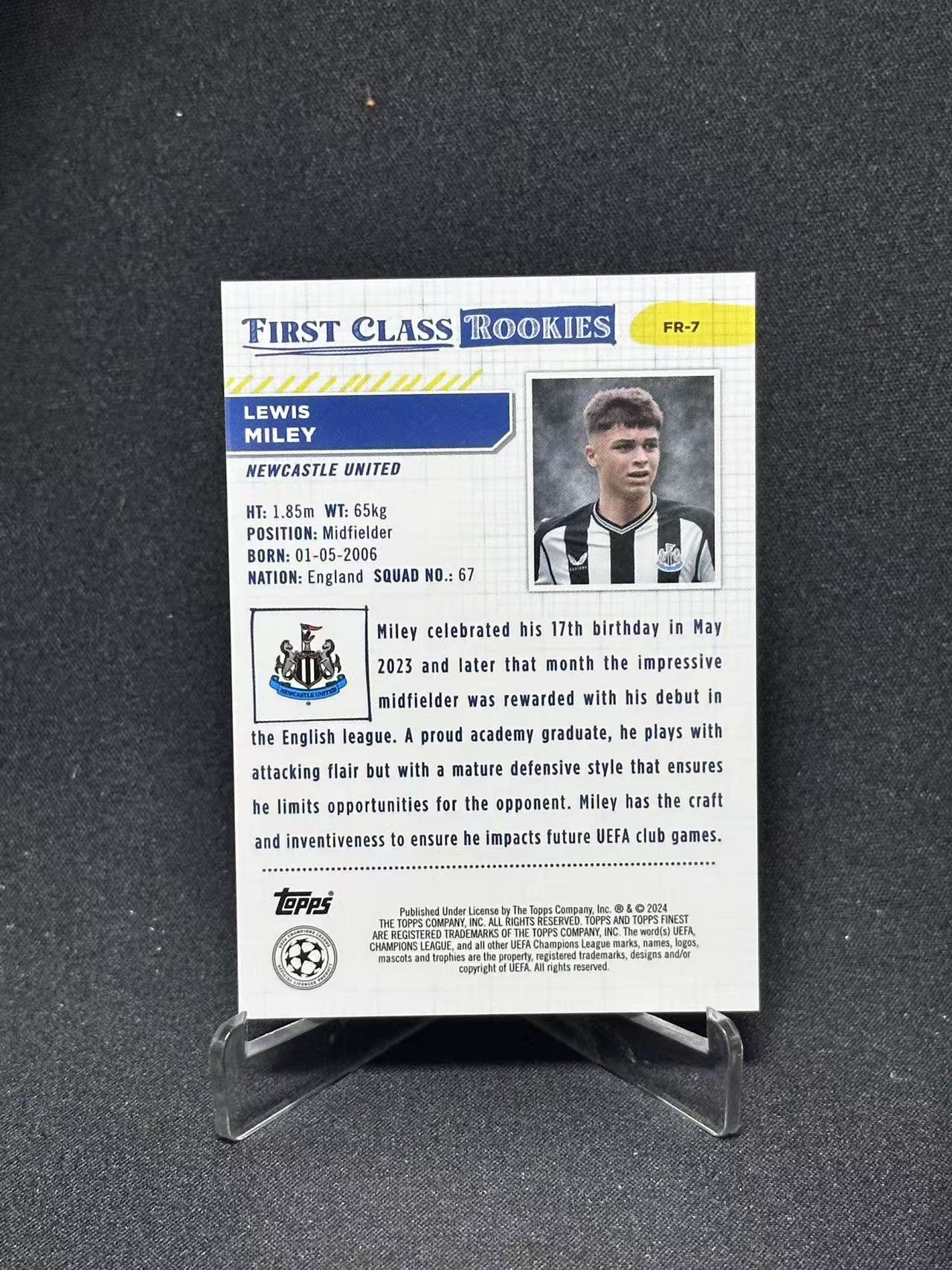 2024 Topps Finest Lewis Miley RC 【哆哆卡社】 刘易斯·麦利 75编 新秀 欧冠 中场超新星 卡品如图