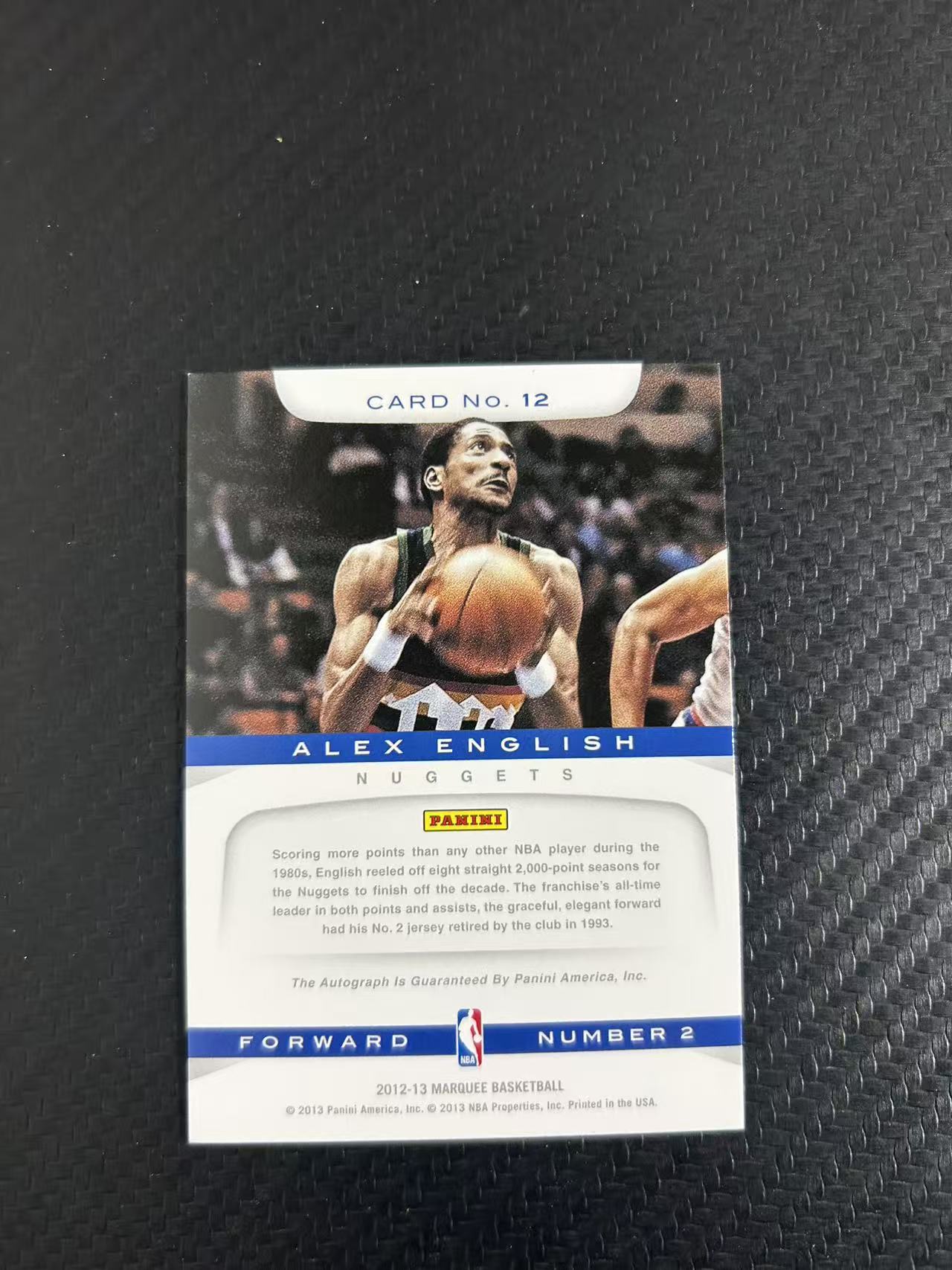 2012-13 Panini Marquee Alex English #12【灯灯拍卡】 马奎系列 名宿 掘金 阿历克斯 英格利什 签字 传奇签 全签 经典传奇 收藏必备【雪茄】