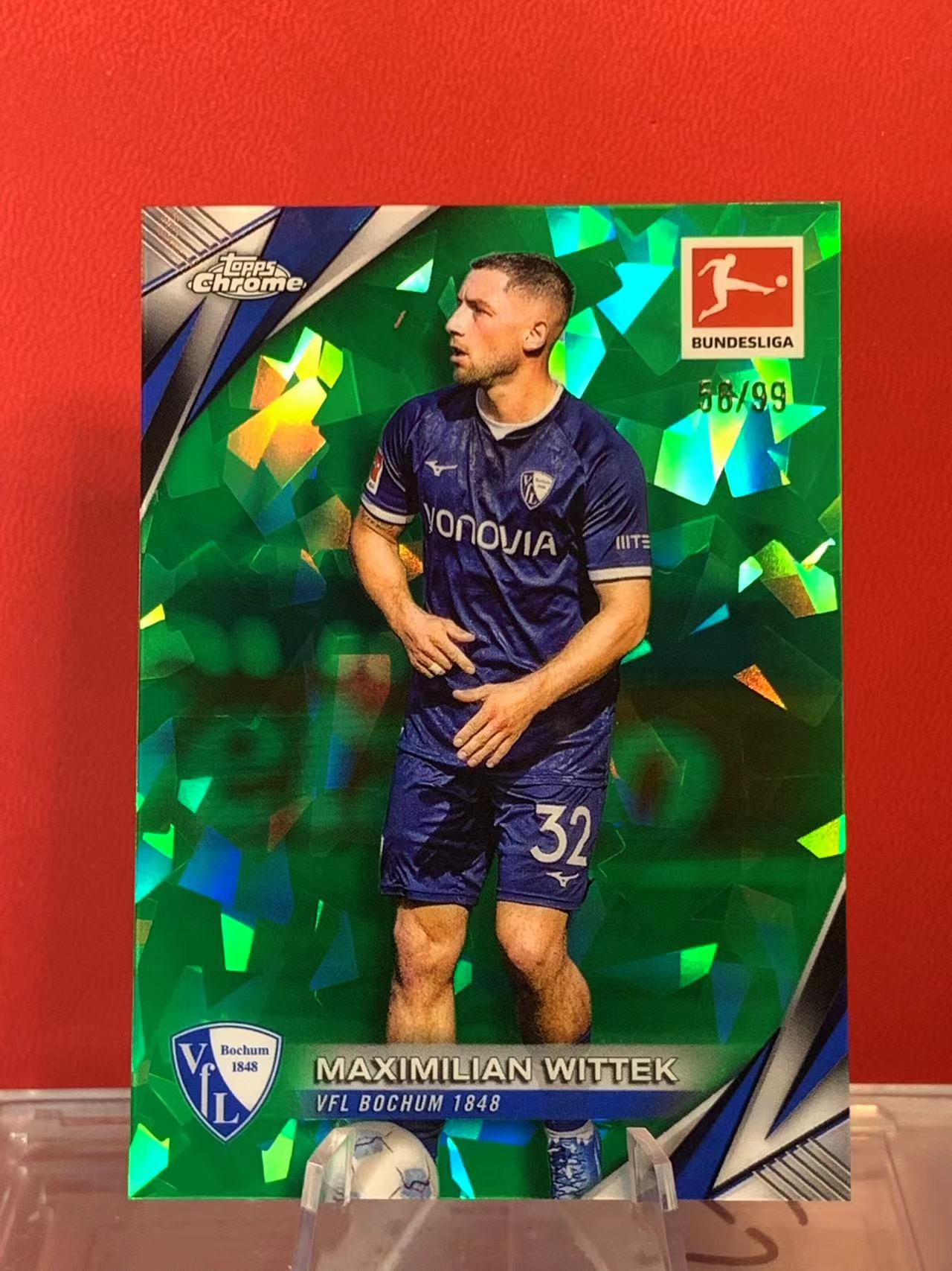 (詹叔代拍)2025 Topps Chrome MAXIMILIAN WITTEK 德甲 蓝宝石 波鸿 马克西米利安 维特克 58/99编 绿碎冰折 卡品如图 顺丰寄付 泰山