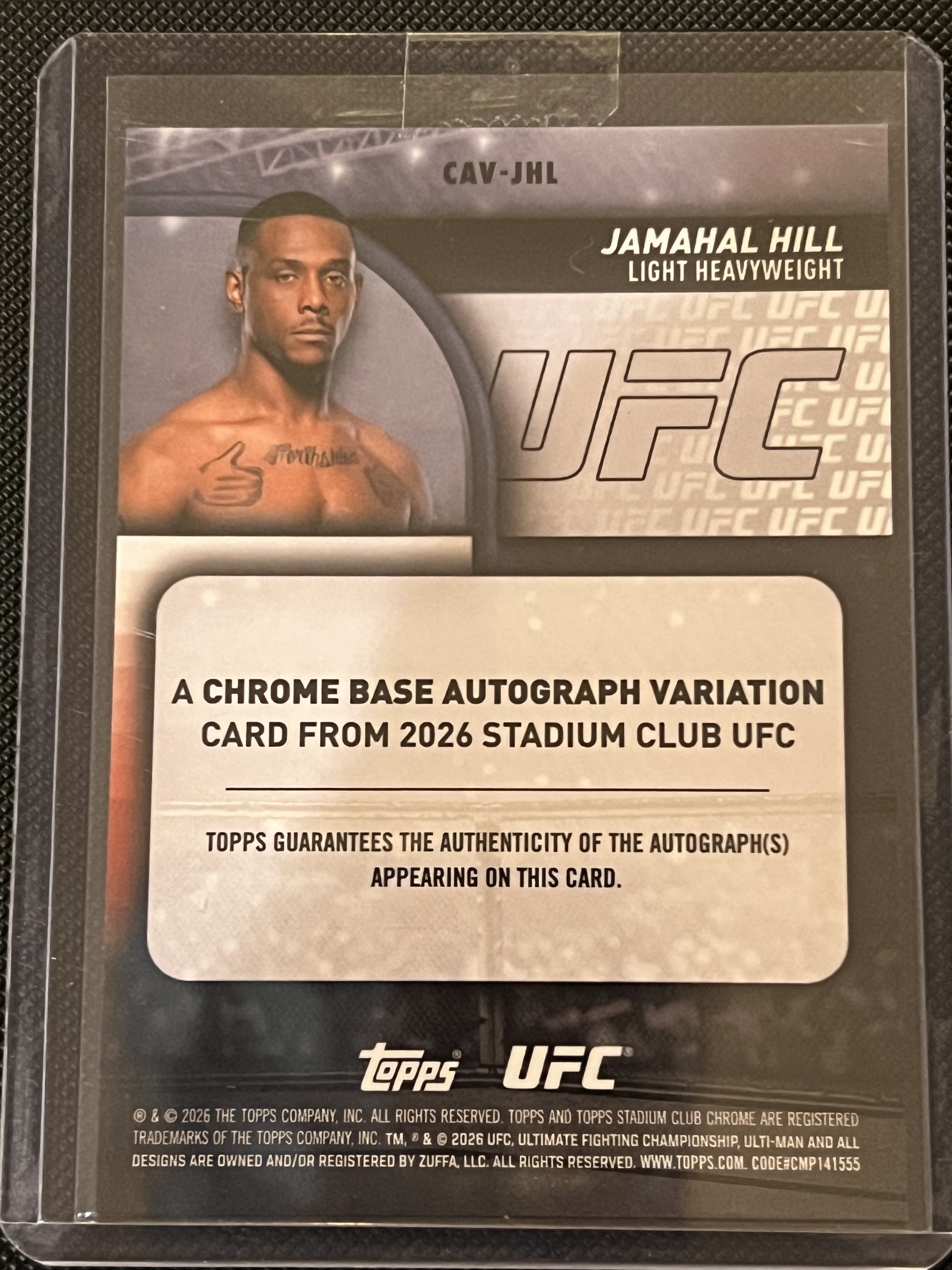 2026 Topps Stadium Club Chrome Jamahal Hill #CAV-JHL UFC 贾马尔·希尔 折射 签字卡!!UFC轻重量级冠军!!凑套必备!!
