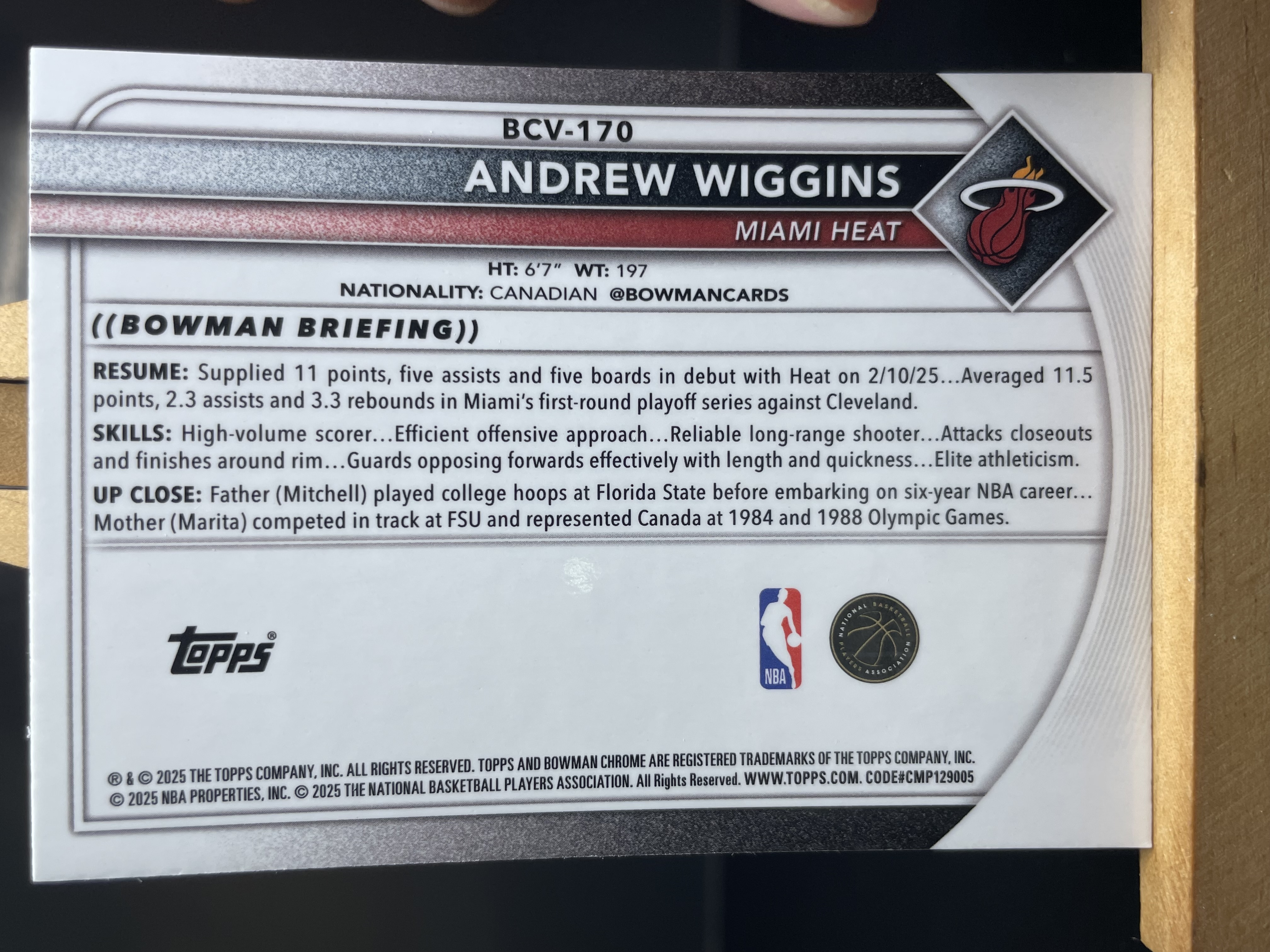 (A1) 2025 TOPPS MOJO折 安德鲁 威金斯 热火 近期大热球星 收藏凑套必备 卡品如图 !!!