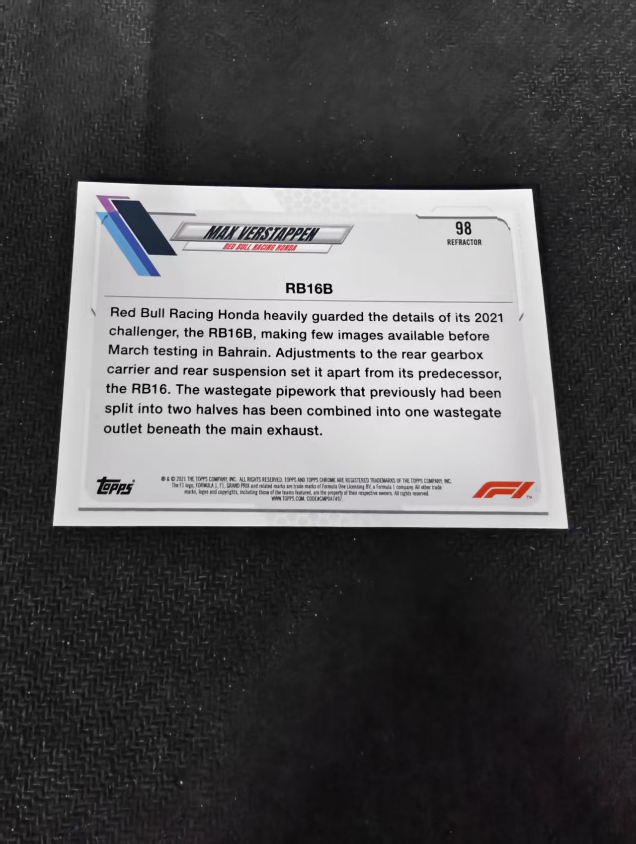 2021 Topps Chrome Max Verstappen F1 维斯塔潘 红牛 银折 划痕 边角瑕疵 #98