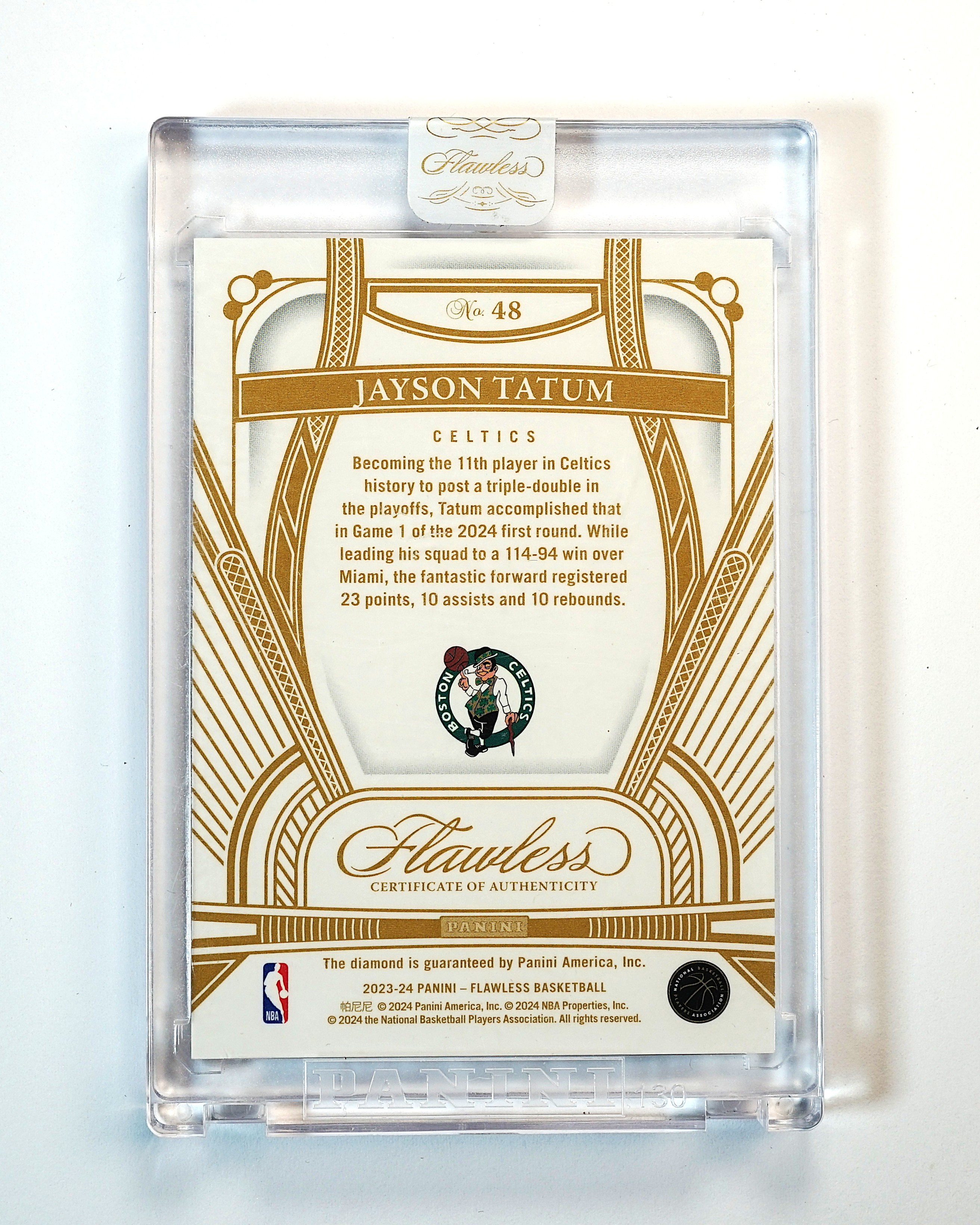 2023-24 Panini Flawless Jayson Tatum 手提 杰森 塔图姆 05/20编 钻石 base 原封砖 獭兔 凯尔特人 总冠军成员 期待伤愈归来 未来可期