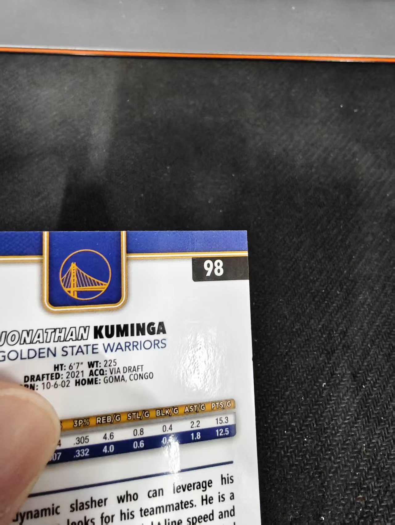 2026 Topps Chrome Update Jonathan Kuminga 勇士 乔纳森 库明加 TCU 划痕 边角瑕疵 #98