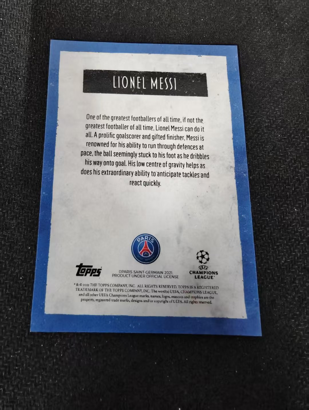 2021-22 Topps Deco Lionel Messi 梅西 球王 欧冠德科 巴黎圣日耳曼 巴萨 巴塞罗那 阿根廷 艺术Artistry 油画特卡 瑕疵如图