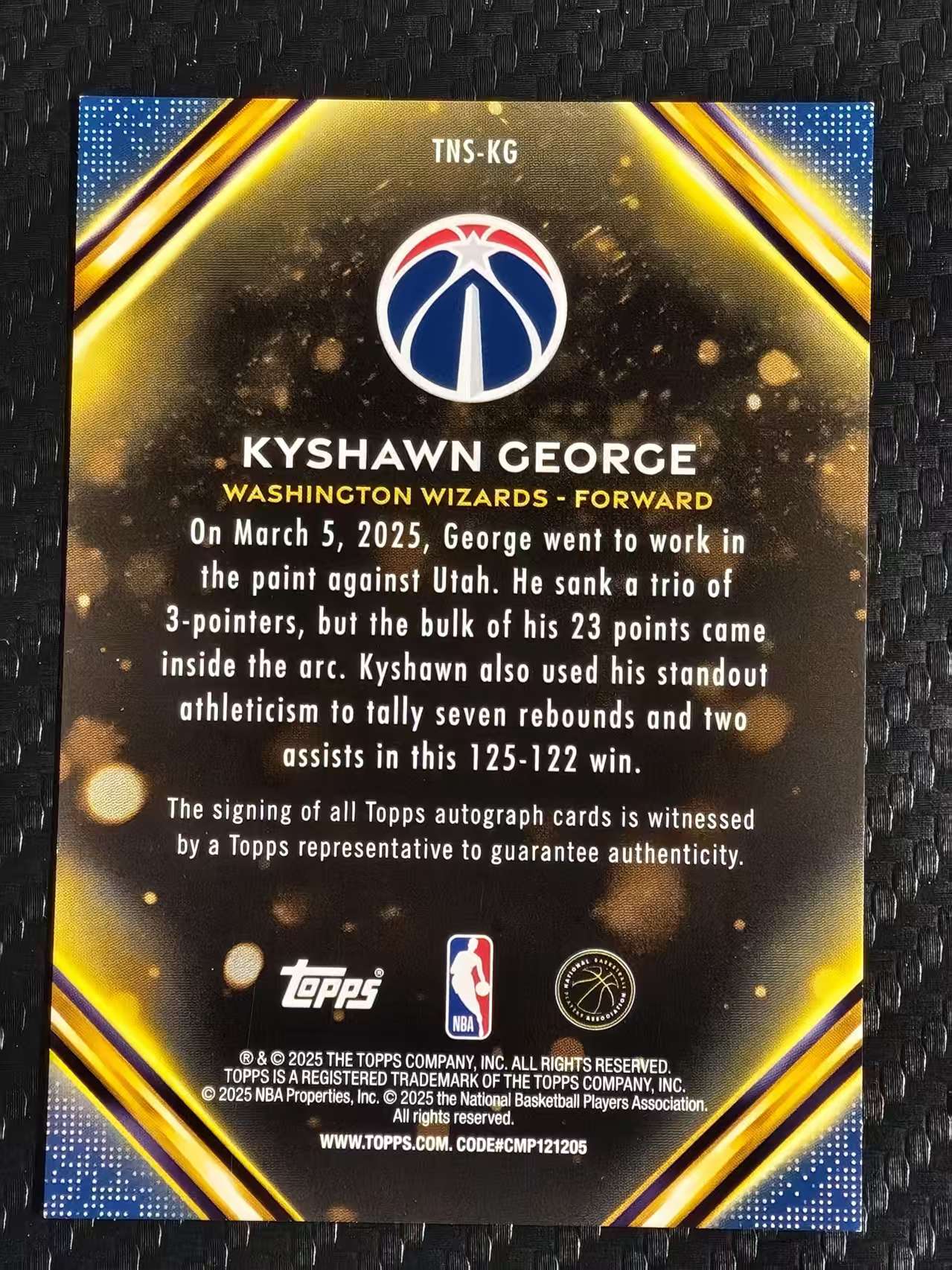 2025 Topps Topps Kyshawn George 【灯灯拍卡】 凯肖恩 乔治 奇才 签字 成就签 元年 topps 旗舰 潜力新秀 收藏必备(LSY)预