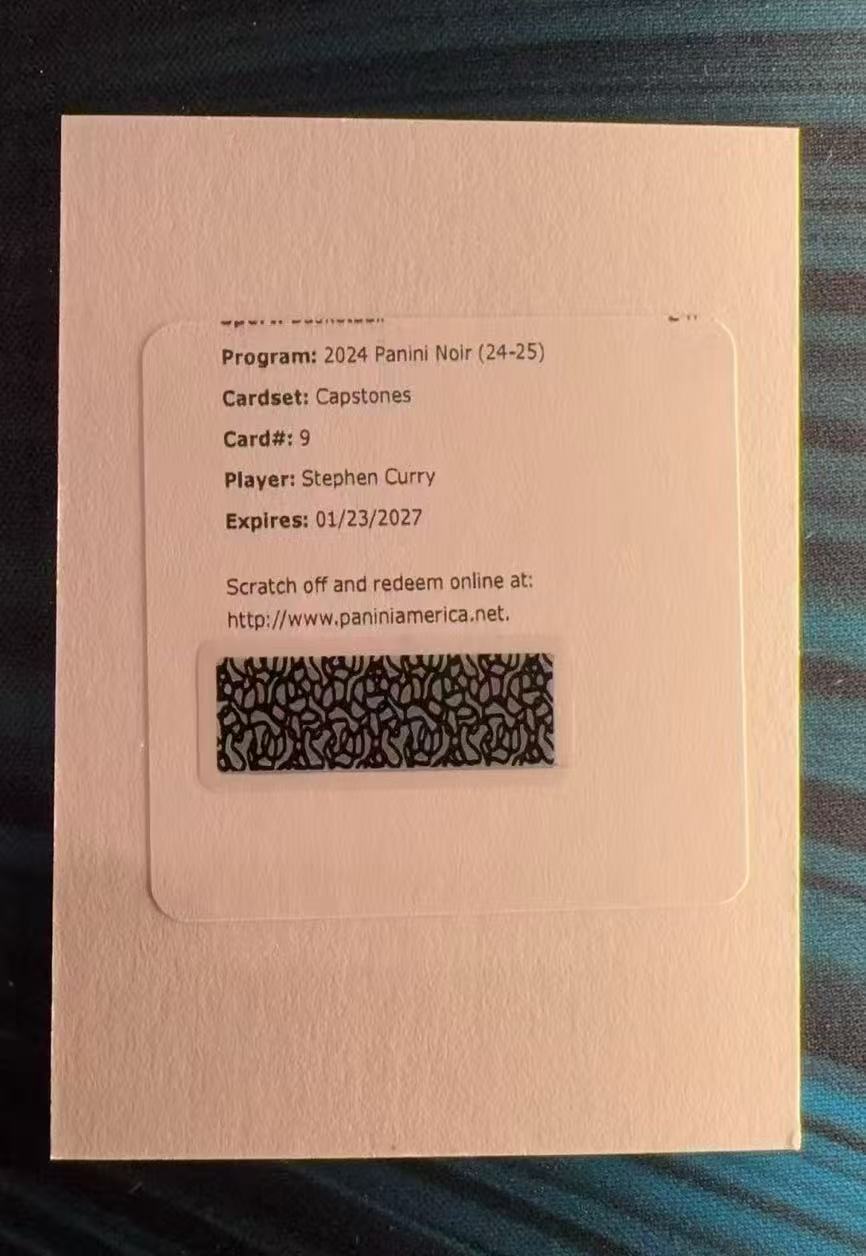 2024-25 Panini Noir Stephen Curry 【云霄代卖精品】史蒂芬库里 小学生 勇士 三分王 诺尔 签字 卡签 大理石 四窗 无平行 已涨疯 10遍 暴力切割 交换板 BK刘总
