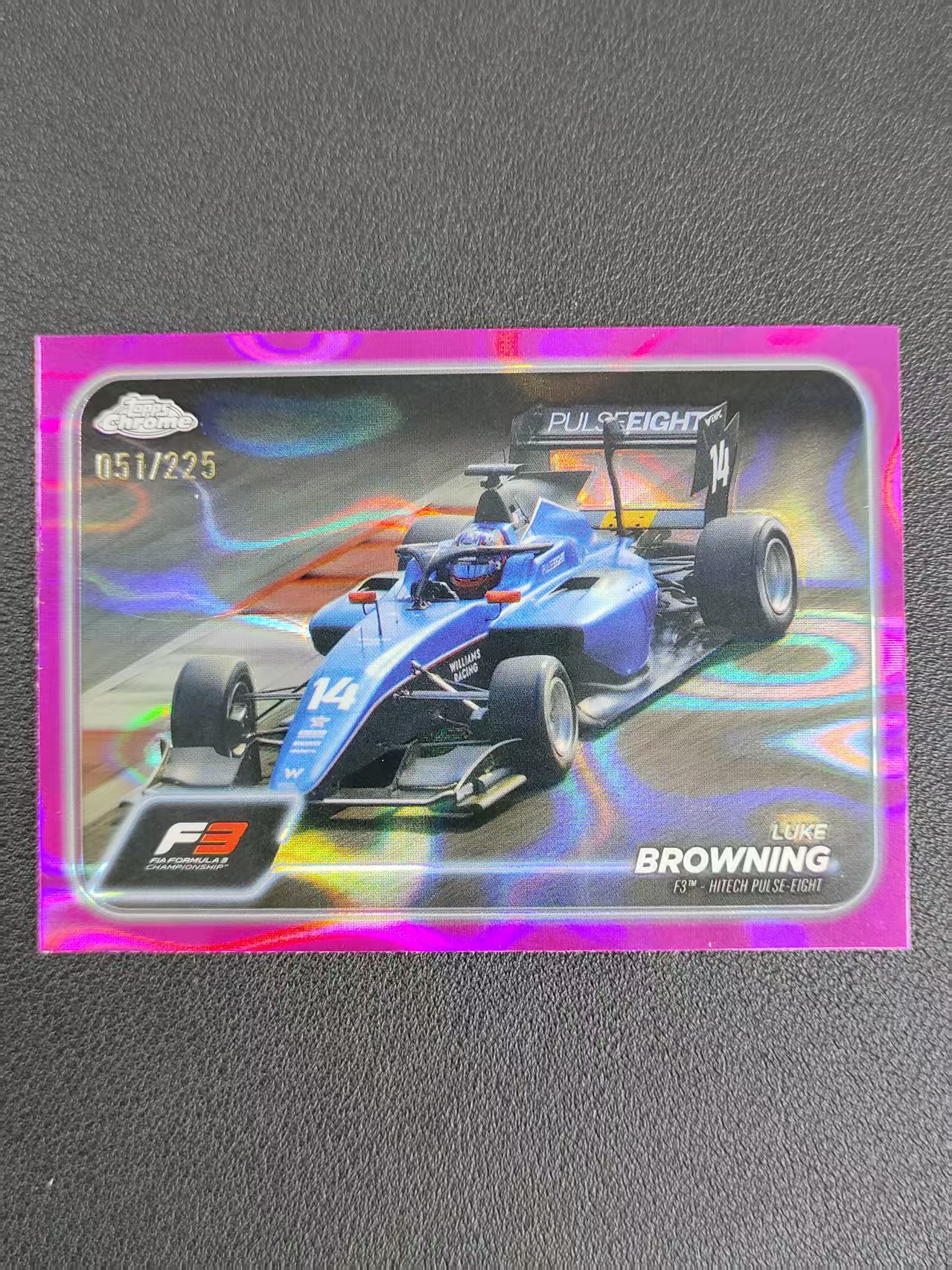 2024 Topps Chrome Luke Browning F1 卢克·布朗宁 赛车 /225编 粉红熔岩折 折射 卡品如图 NPY