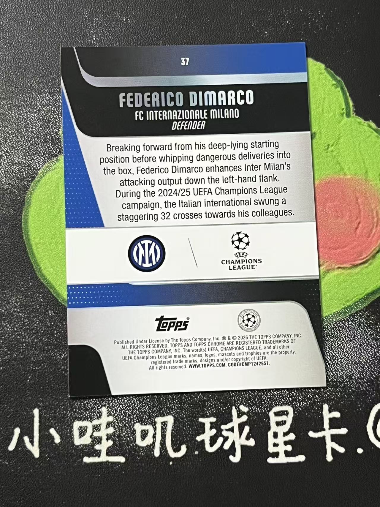 2026 Topps Topps Federico Dimarco 欧冠 国际米兰 迪马尔科 30编 白折 微瑕如图【ZYP代拍】羽羽