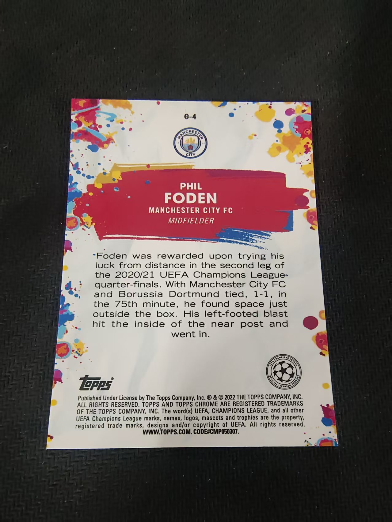 【可合并,不累计】2022 Topps Chrome Phil Foden 福登 英格兰 曼联 太子 Golazo 特卡 欧冠 银折 划痕 边角瑕疵