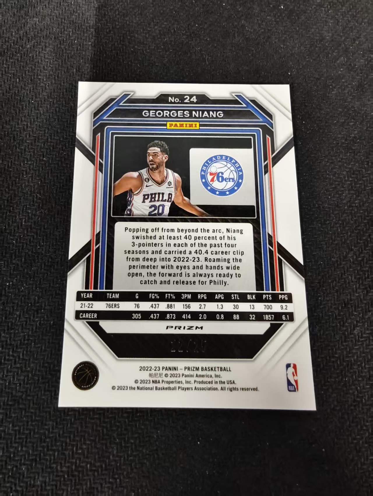 2022-23 Panini Prizm Georges Niang 乔治 尼昂 76人 MOJO折 25编 划痕 边角瑕疵