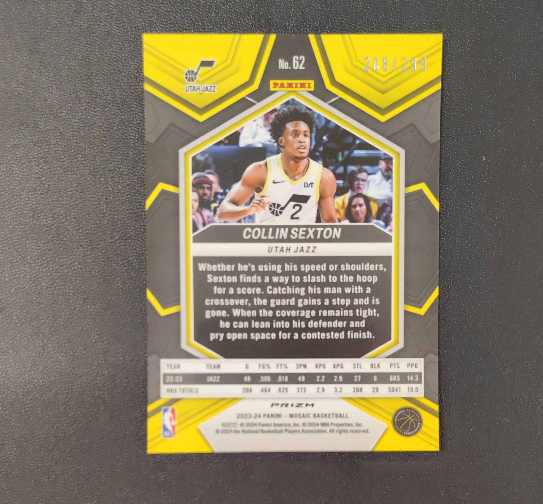 2023-24 Panini Mosaic Collin Sexton 爵士 科林 塞克斯顿 299编 红瀑布折 东契奇 sga 库里 文班亚马 詹姆斯 多张再拍