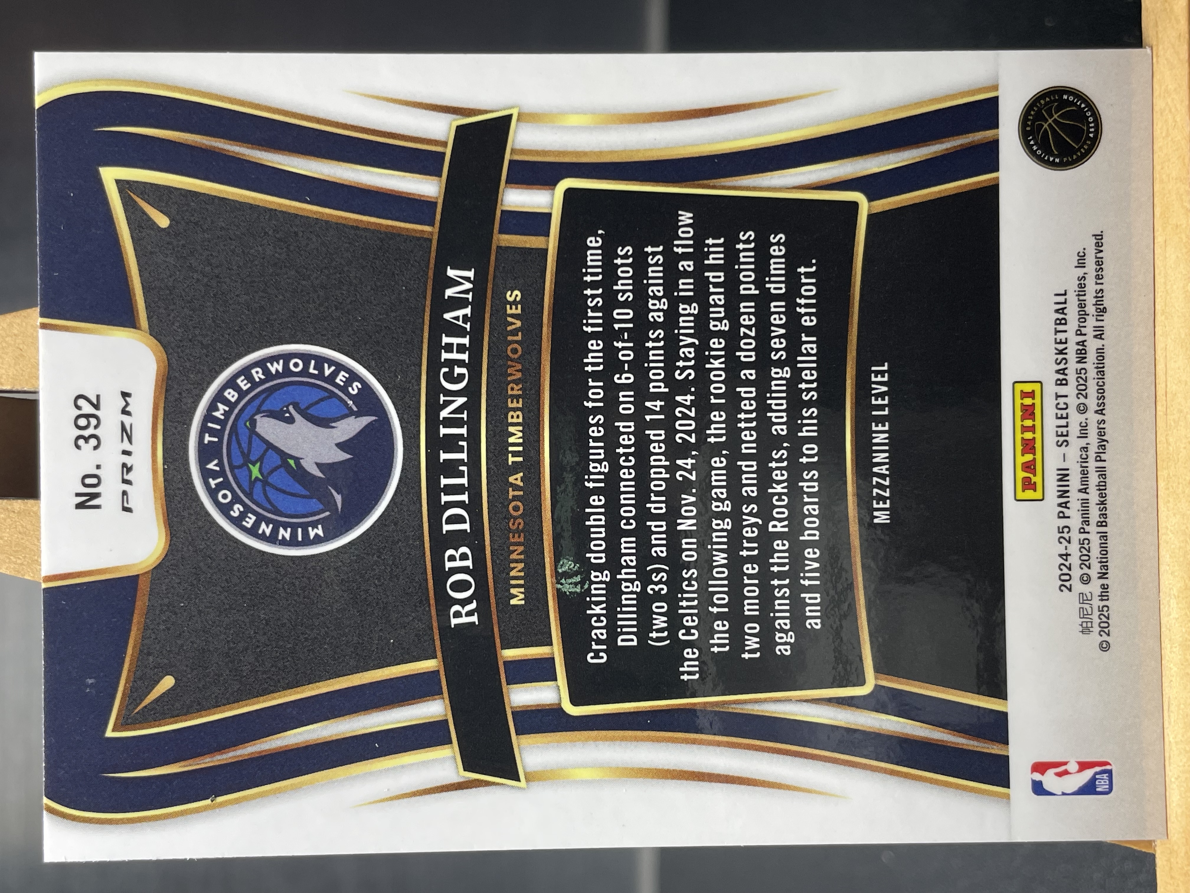 (C2) 2024-25 PANINI SELECT 蓝折 新秀RC 罗伯特 迪林厄姆 森林狼 近期大热球星 收藏必备 卡品如图 ! ! !
