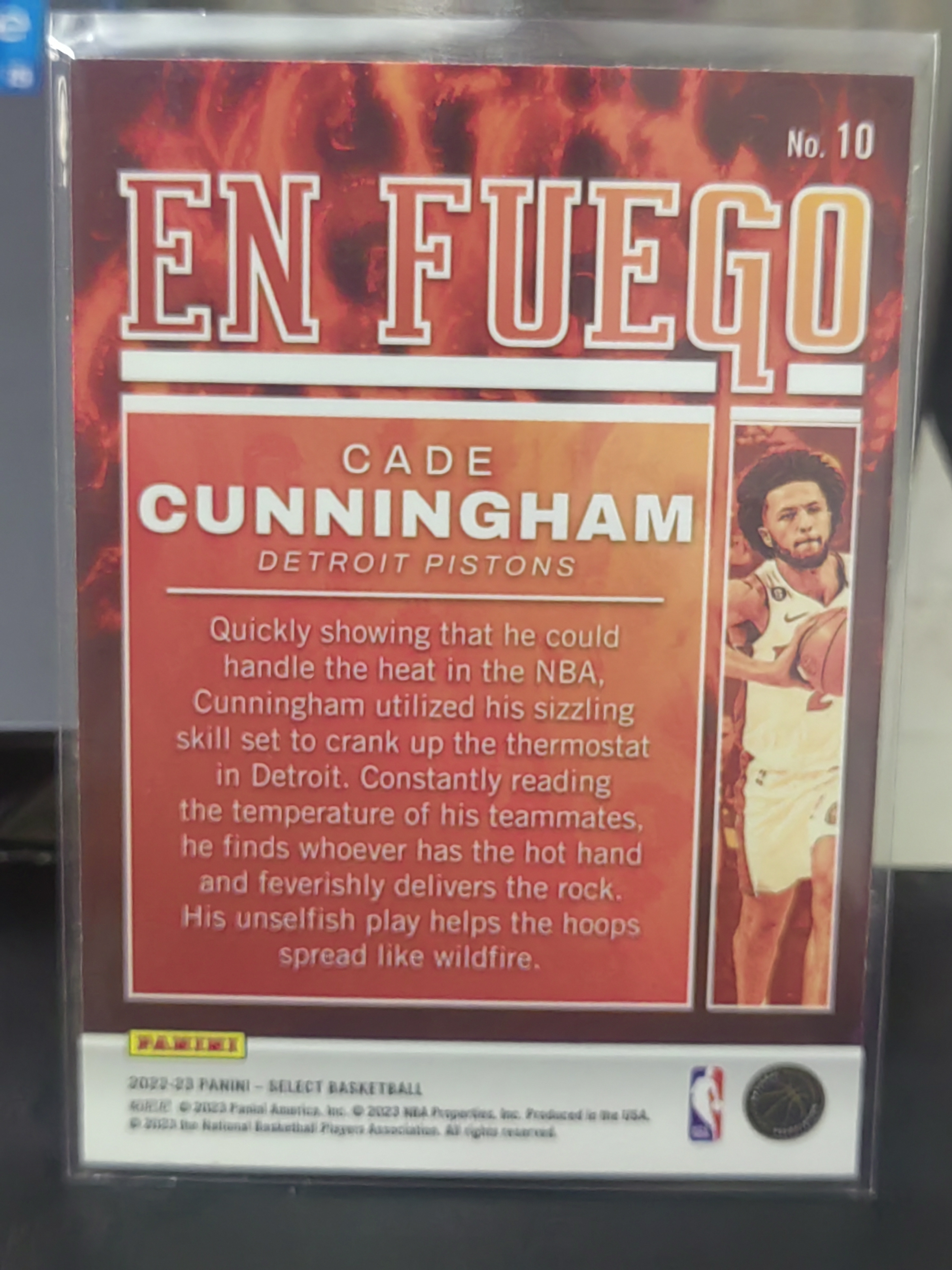 2022-23 Panini Select Cade Cunningham Select 凯德 坎宁安 康宁汉姆 活塞 特卡 EN FUEGO 火焰 篮 白边白角 不保卡品 卡品如图