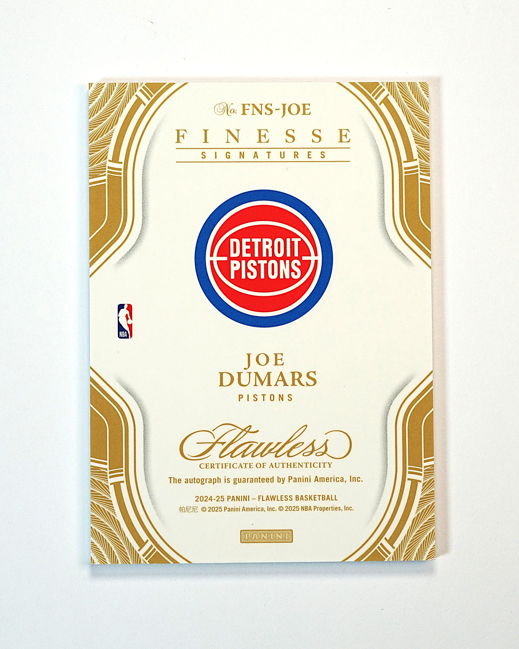 2024-25 Panini Flawless Joe Dumars 手提 乔 杜马斯 09/10编 签字 卡签 FINESSE 金闪版 选图超帅 活塞名宿 末年系列值得凑套 卡品微瑕如图
