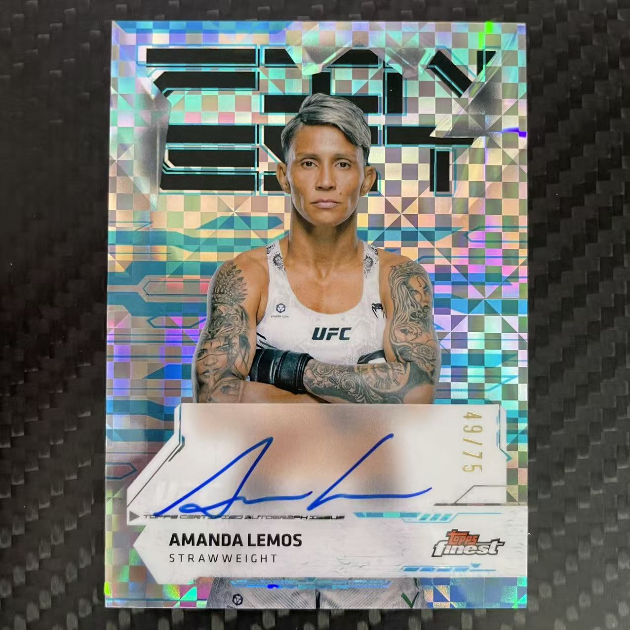 2025 Topps Finest Amanda Lemos 【杰克森拍卖】阿曼达·莱莫斯 签字 49/75编 棋盘折 草量级 UFC 特卡 折射 INS