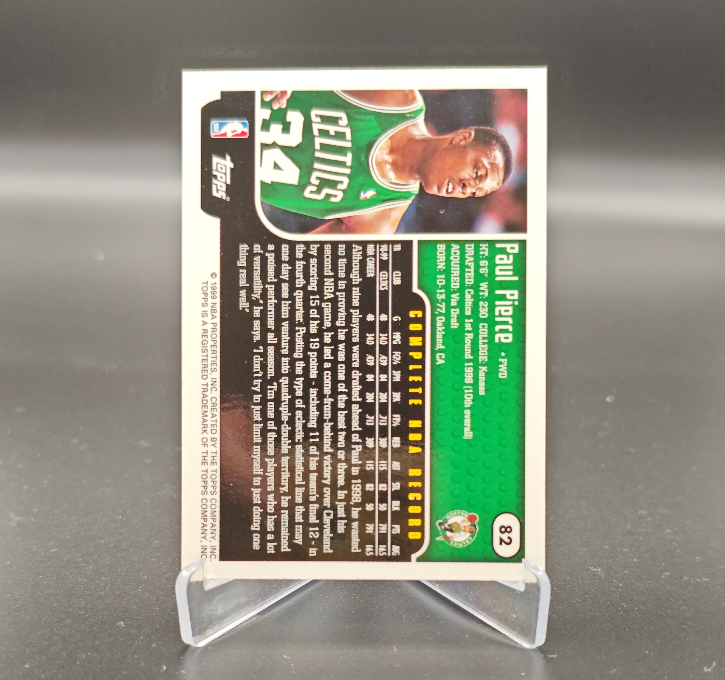 1999 Topps Topps Paul Pierce #82 波士顿凯尔特人 保罗皮尔斯 真理 卡品如图