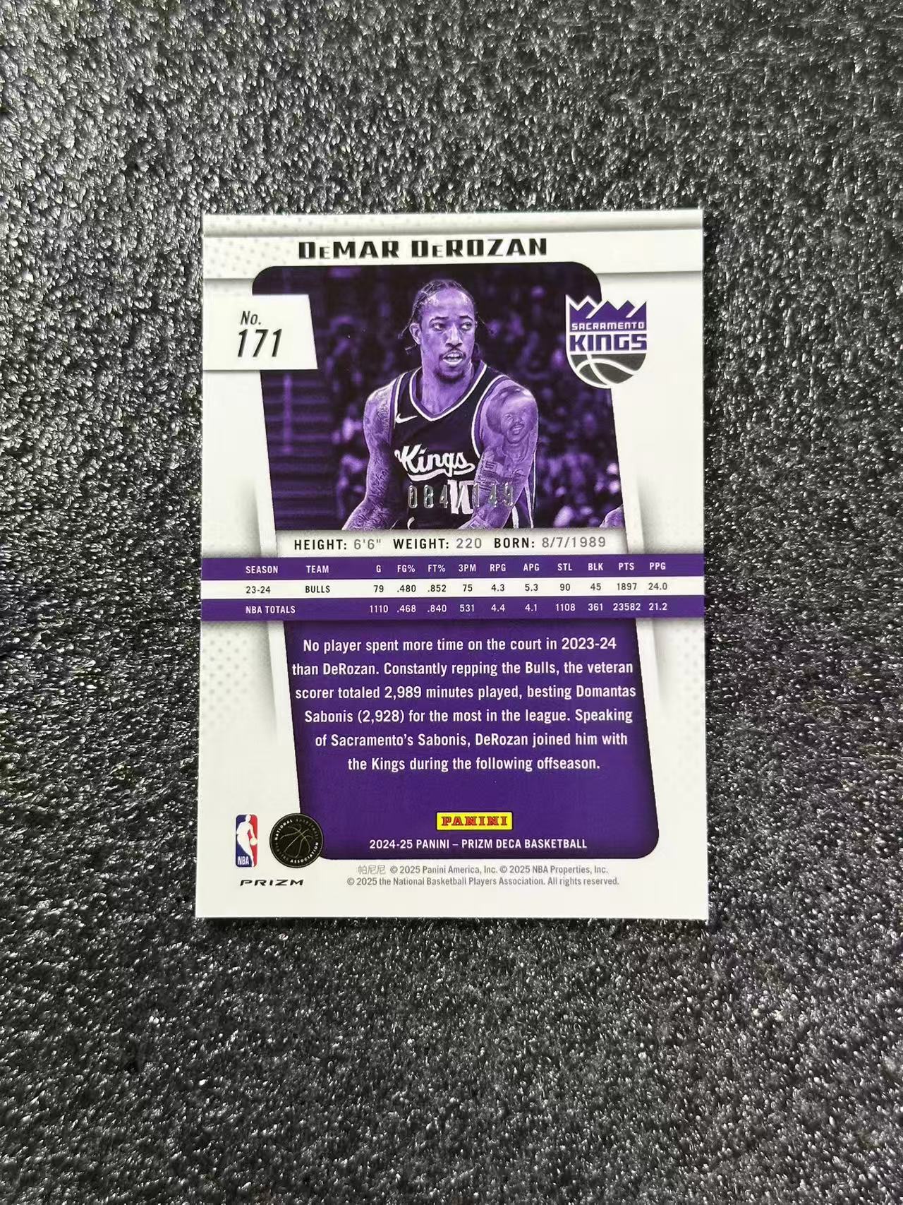 Basketball 2024-25 Prizm deca 德玛尔 德罗赞 Demar DeRozan 蓝折 149编 NBA 美职篮 卡品如图 瑕疵如图 非常好看 值得收藏 B1G610