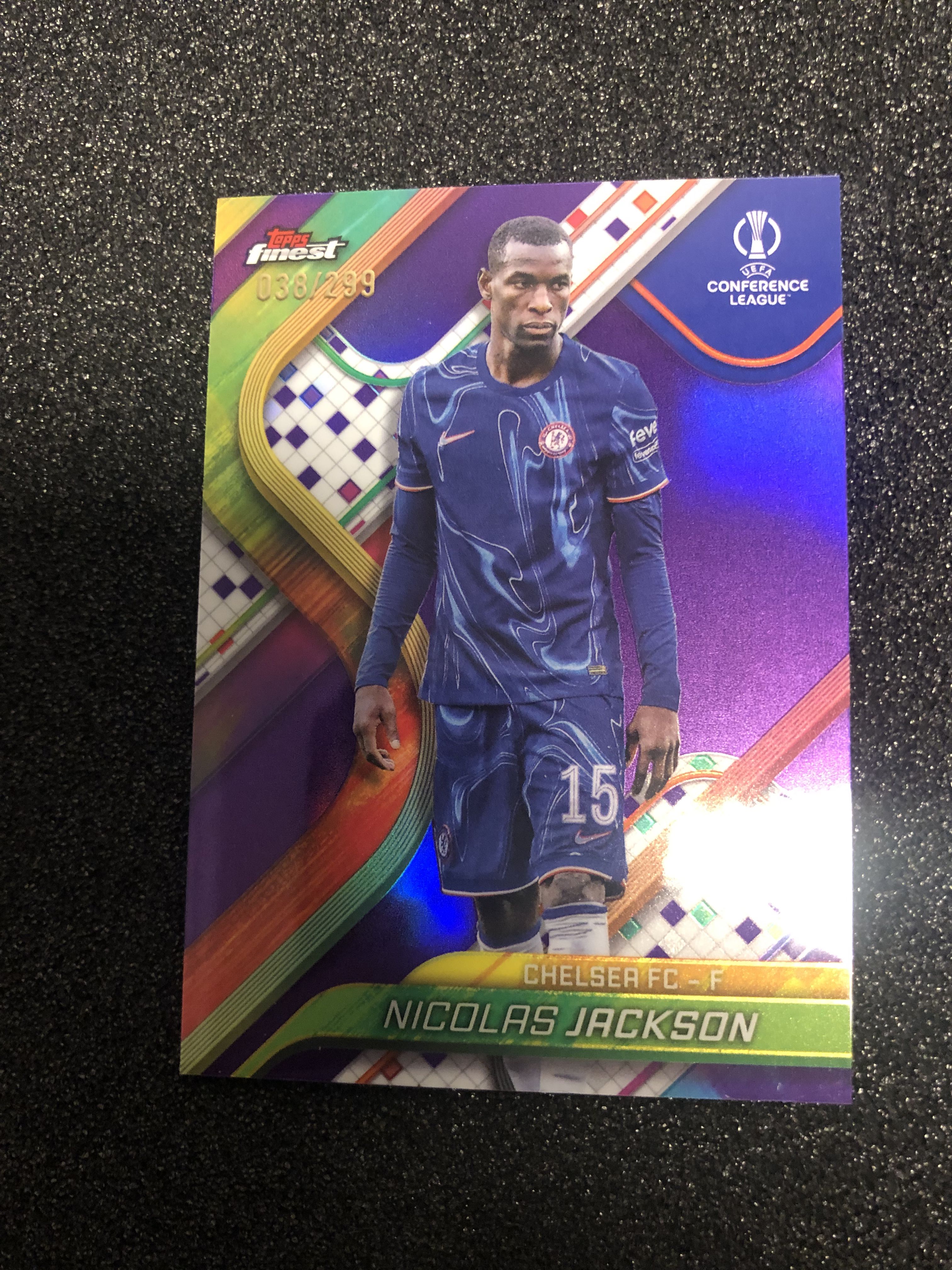 2024-25 Topps Finest nicolas jackson 欧战finest 尼古拉-雅克松 切尔西 299编 紫折 038/299 卡品如图 凑套收藏必备