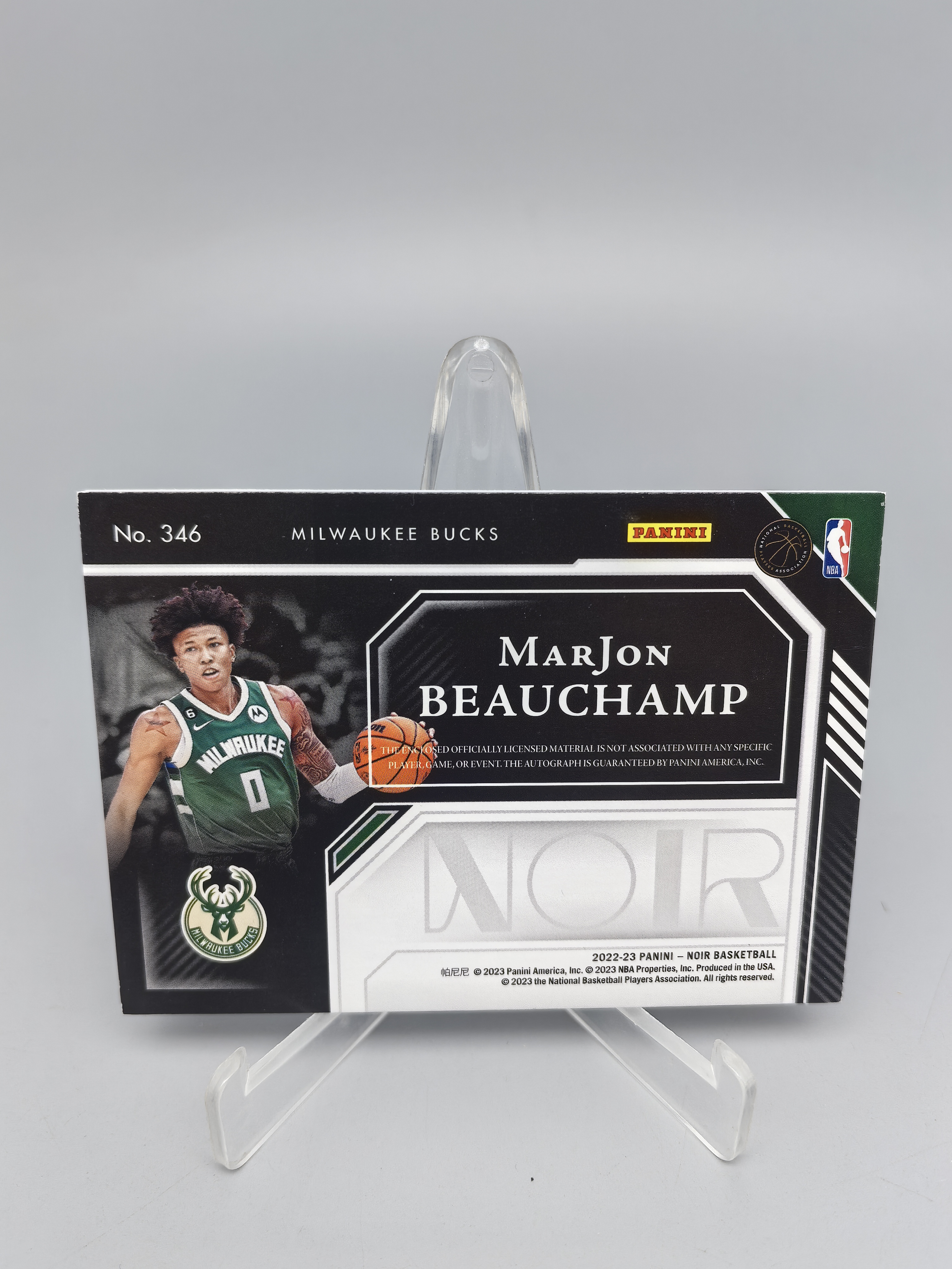 【坚果卡牌代拍】2022-23 Panini Noir MarJon Beauchamp RC 马乔恩 比彻姆 新秀rc 卡签 签字 6/99编 球衣卡 暴力切割patch 微瑕如图 阿顺1027