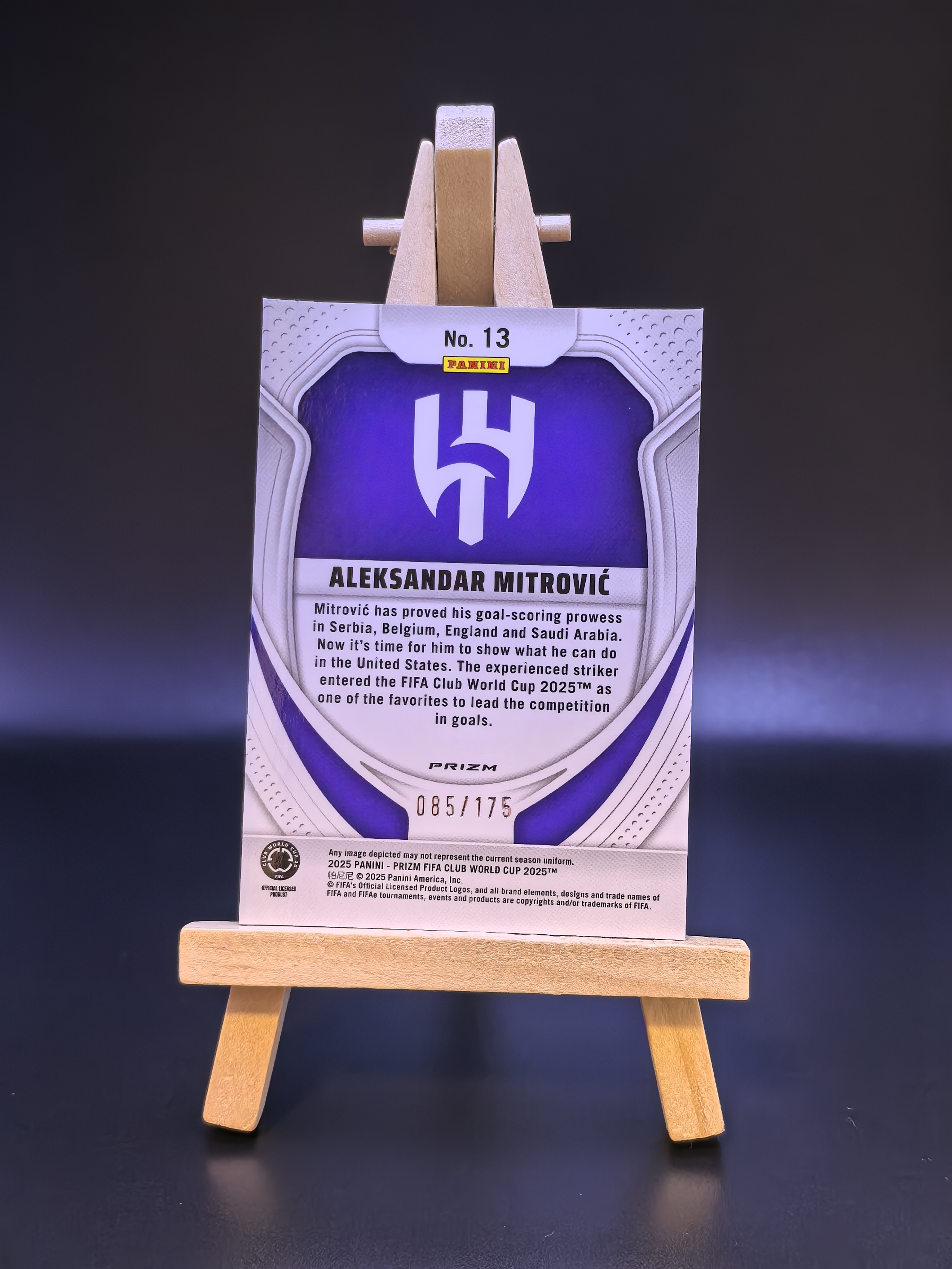 2024-25 Panini Prizm 元年世俱杯pz Aleksandar Mitrovic 利亚德新月 米特洛维奇 锋霸 蓝折 蓝碎冰折 限量175编 卡品如图(cy)