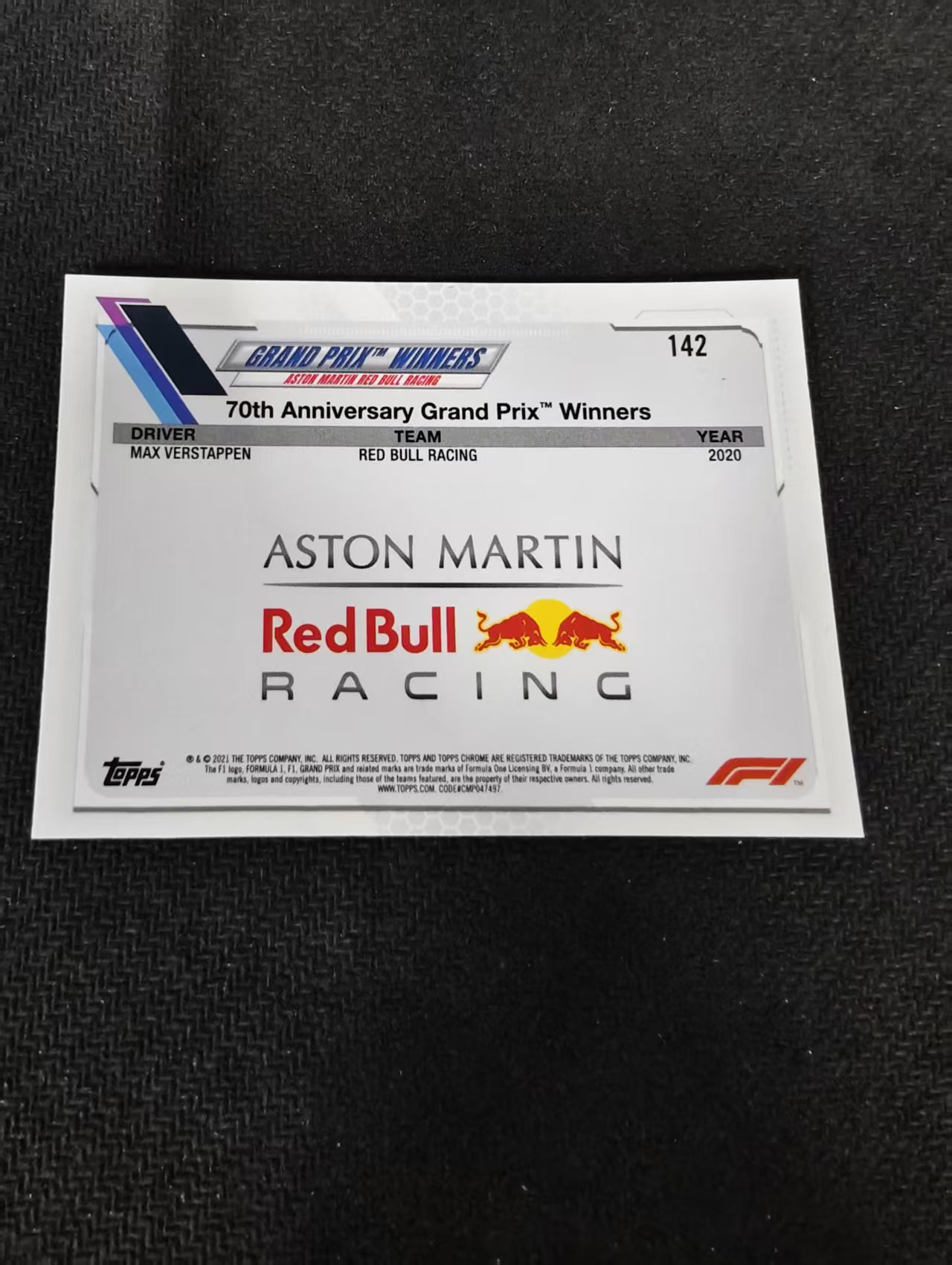 2021 Topps Chrome Max Verstappen F1 维斯塔潘 红牛 划痕 边角瑕疵 #142