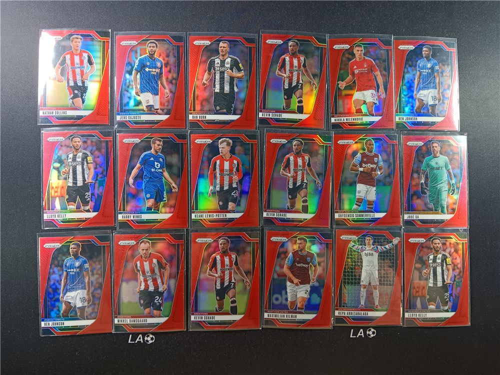 【LA足球】2024-25 Panini Prizm 英超PZ 凯文 沙德 若泽 萨 本 约翰逊 米克尔 达姆斯高 基尔曼 内森 科林斯 延斯 卡尤斯特 劳埃德 凯利 刘易斯 波特 等 红折 折射 199编 18张打包 H26D