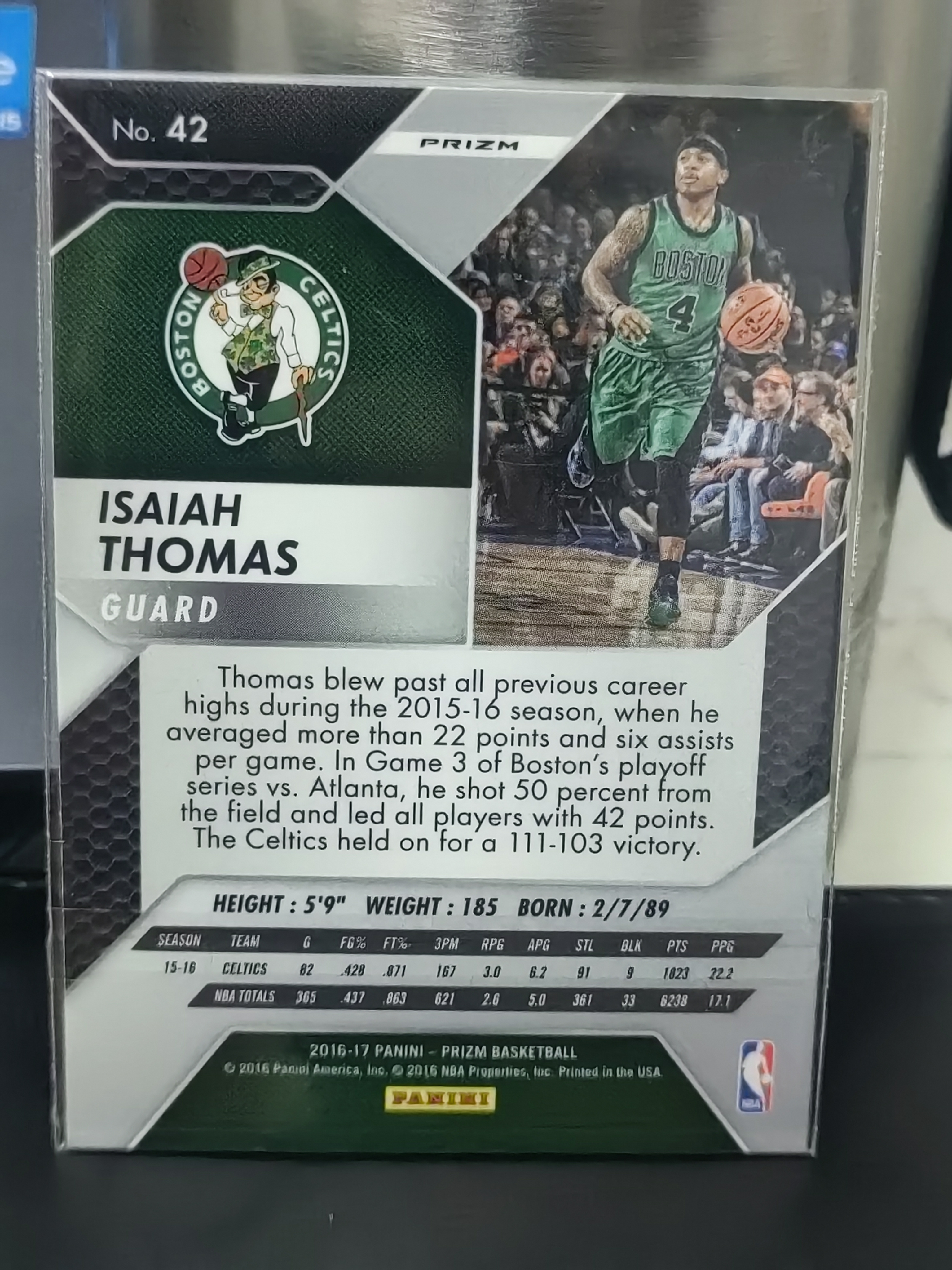 2016-17 Panini Prizm Isaiah Thomas PZ 银折 以赛亚托马斯 凯尔特人 篮 白边白角 不保卡品 卡品如图
