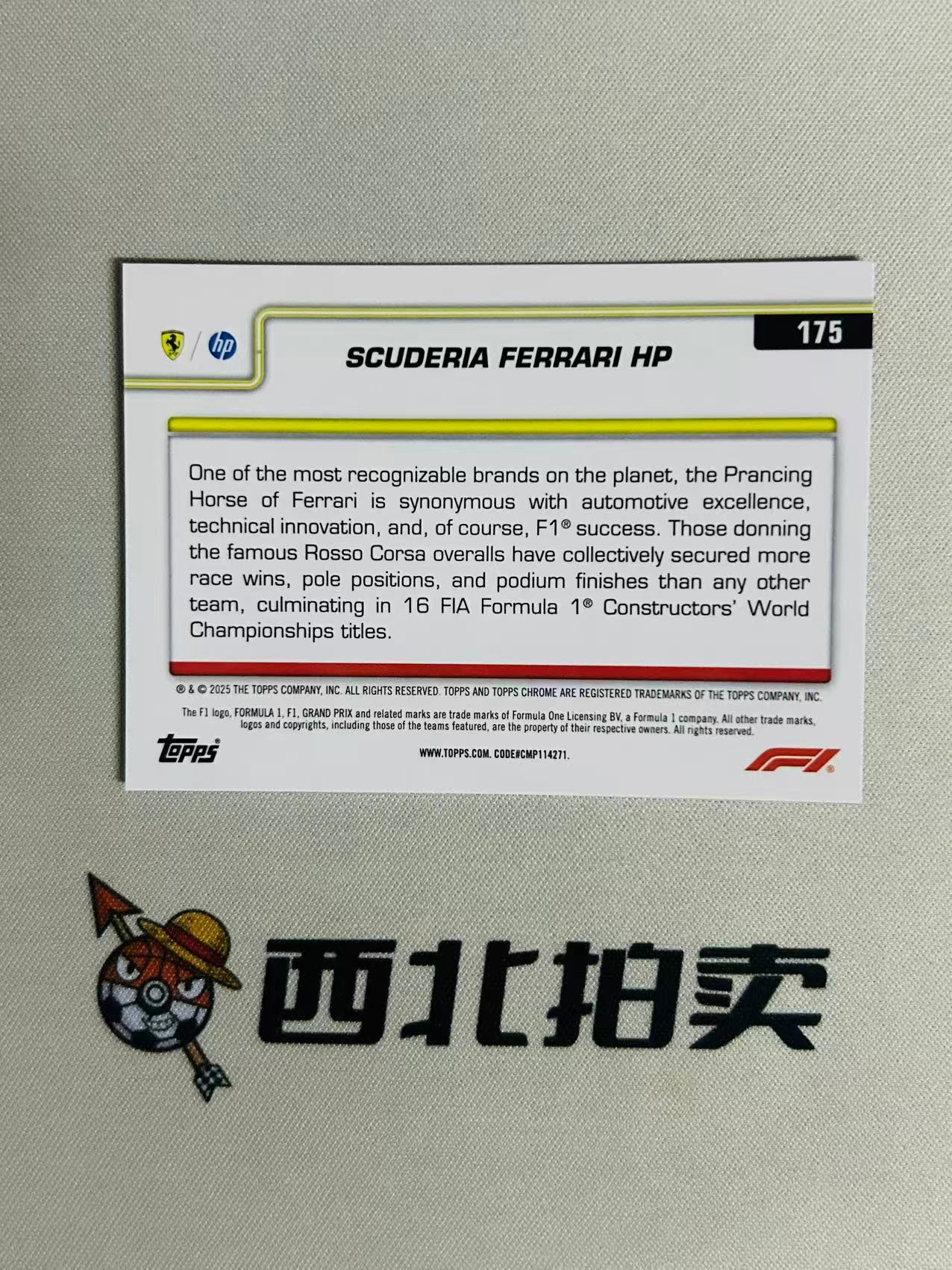 2025 Topps Chrome Ferrari HP 【西北拍卖】F1TC 法拉利车队 /199编青格子折 队徽特卡 车队队标 勒克莱尔汉密尔顿 zc