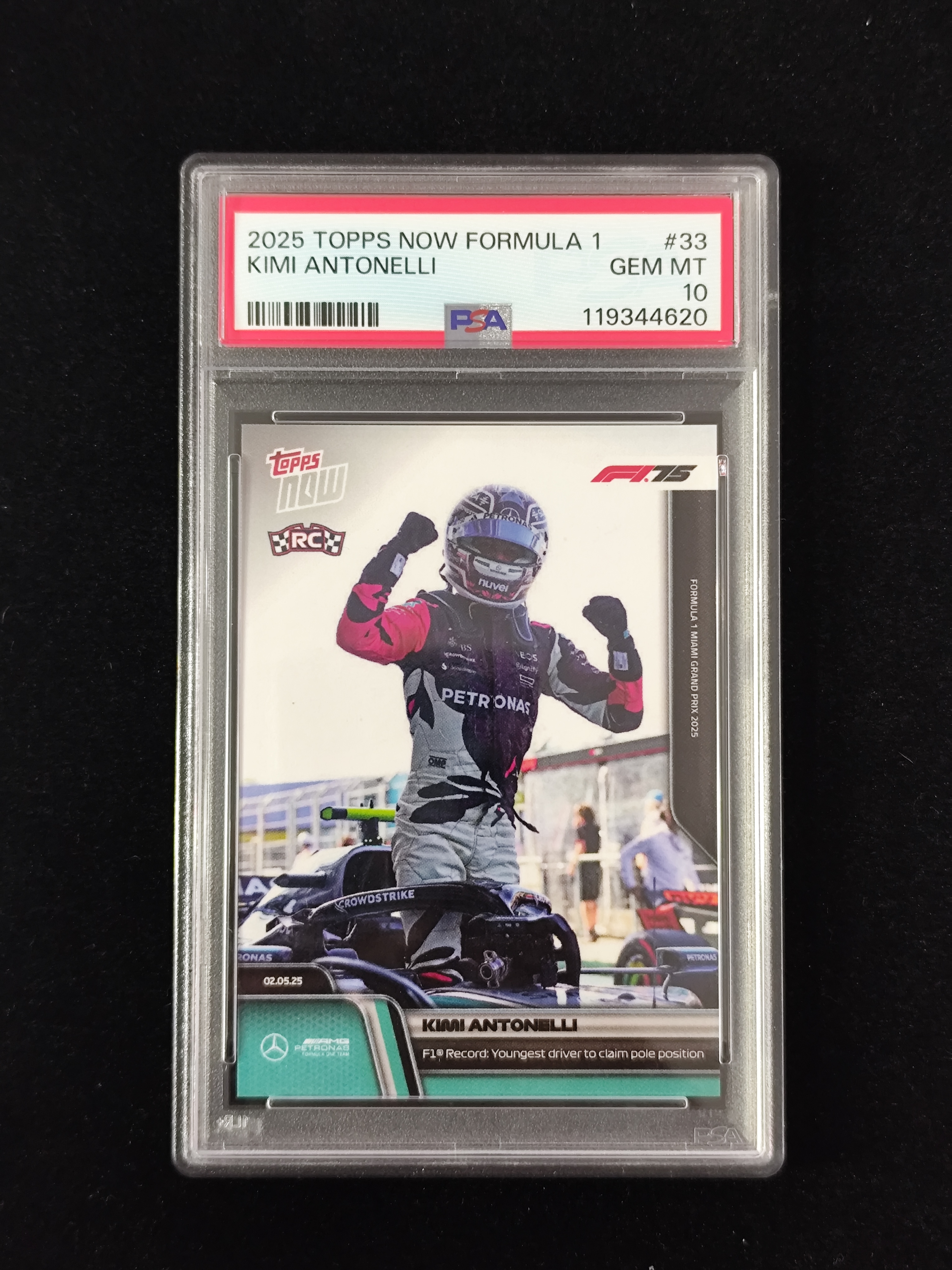 【口袋卡牌】2025 Topps Now F1 75周年 Kimi Antonelli 安东内利 梅赛德斯奔驰 最年轻的杆位获得者 PSA 10 评级满分 RC新秀 收藏必备 15 vvww