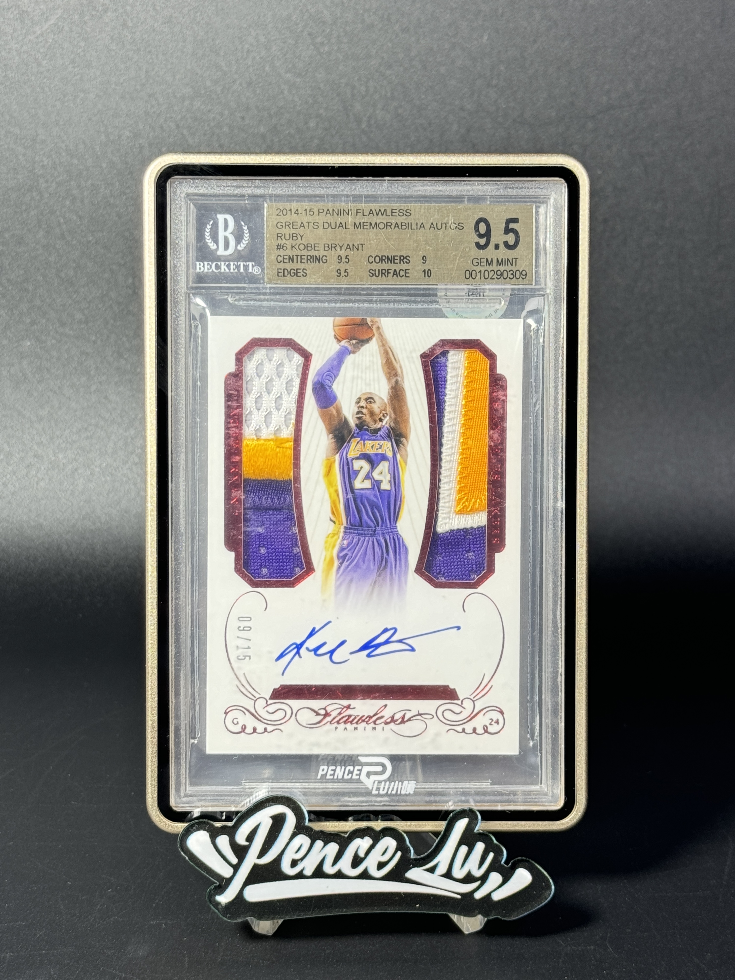【喷子拍卖】2014-15 Flawless Kobe Bryant 手提 湖人 科比 布莱恩特 双窗 patch 签字 15编 中国红 PA 卡签 大腰子 墨迹超好 系列大hit BGS金标9.5/10 最高分POP1 送订制壳 香辣牛杂