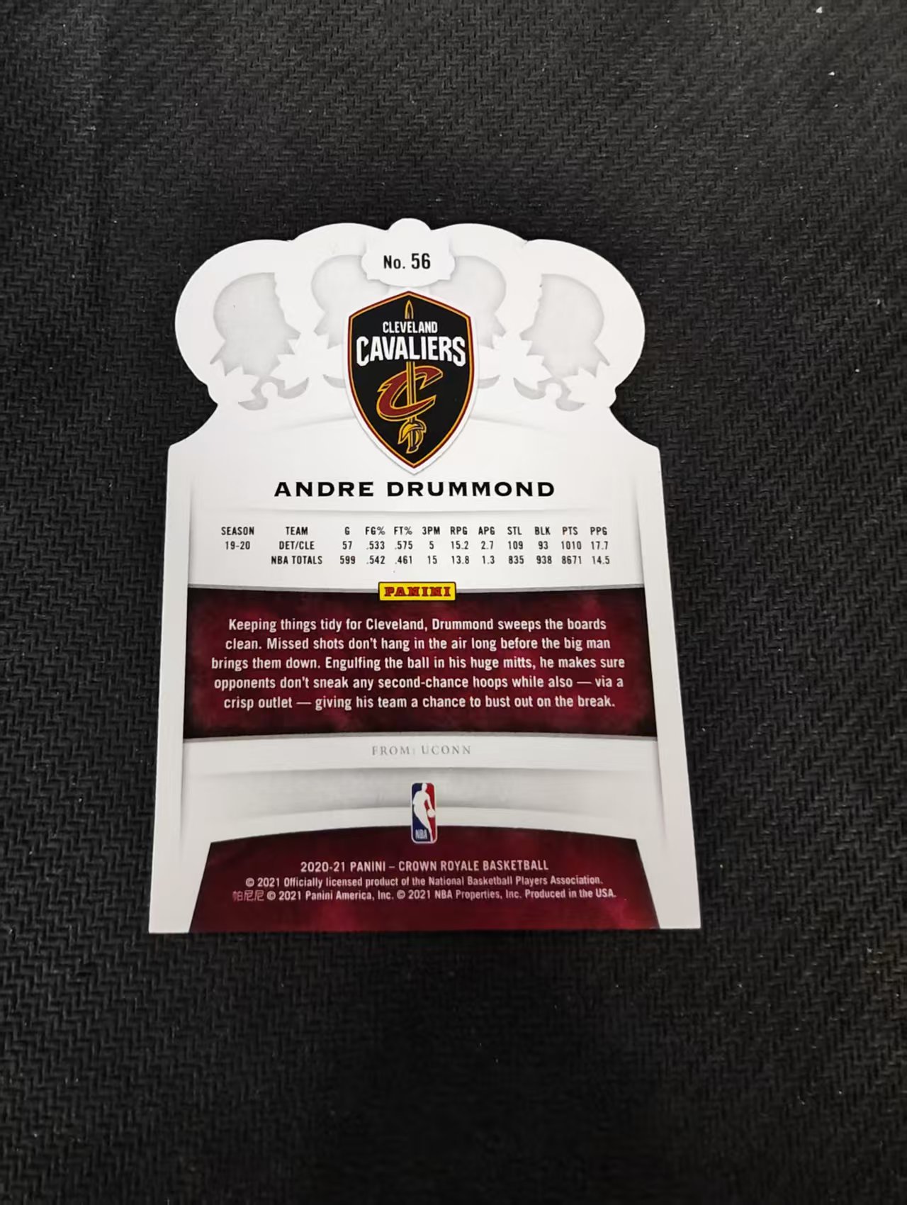 【汽水拍卖】2020-21 Panini Crown Royale Andre Drummond 皇冠 骑士 安德烈 德拉蒙德 异形 蓝碎冰 99编 微瑕如图