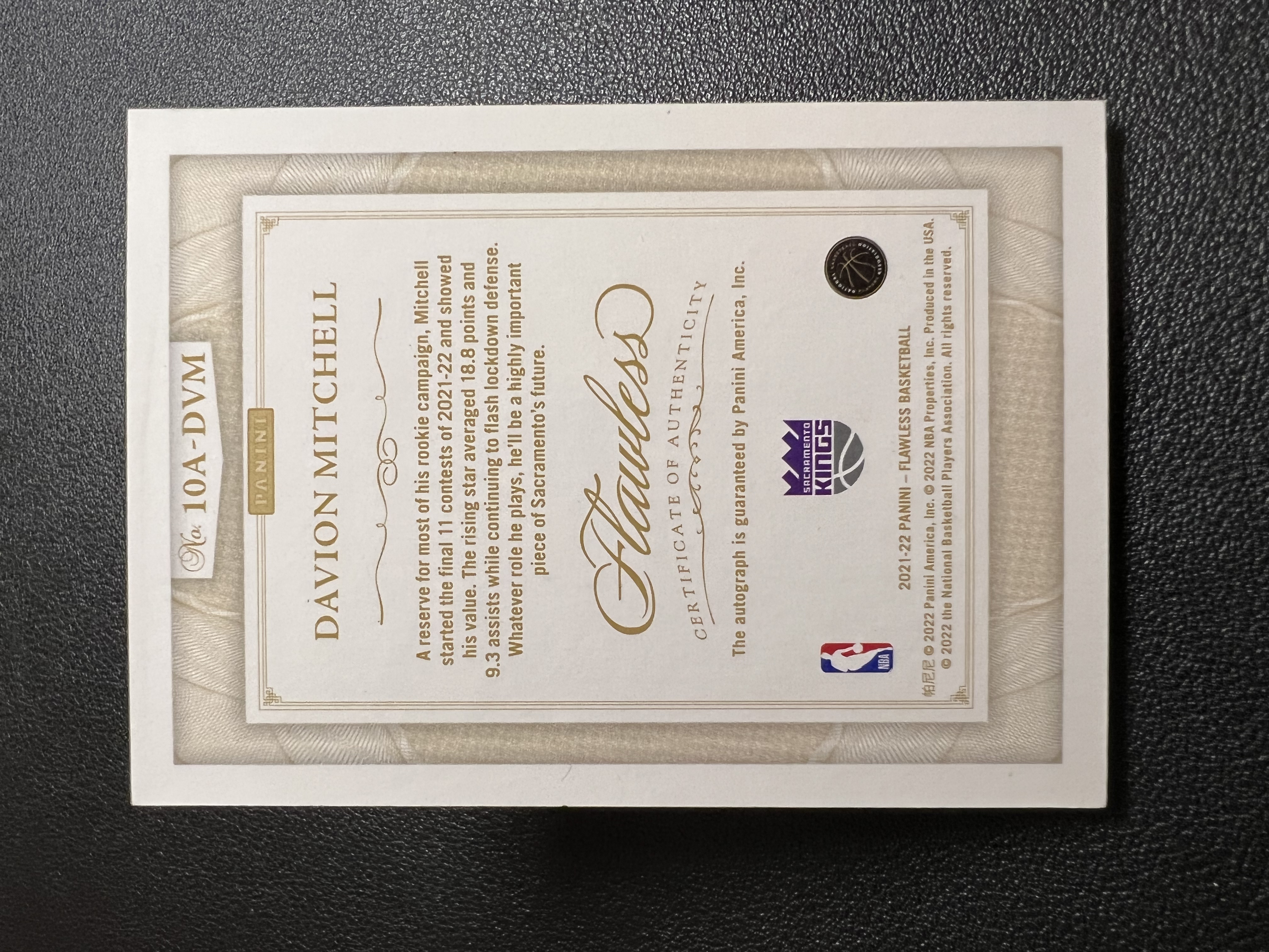 2021-22 Panini Flawless Davion Mitchell RC 【星佑代卖】手提 国王 新秀 戴维恩 米切尔 签字 卡签 14/25编 收藏必备