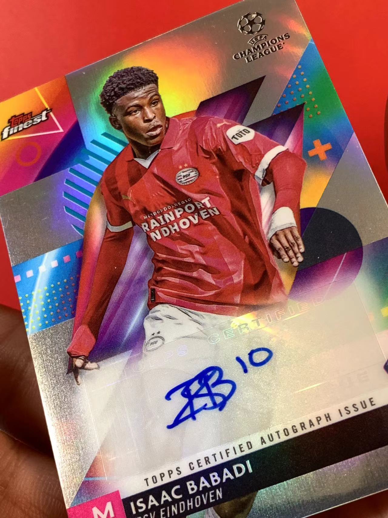(詹叔代拍)2024 topps finest 欧冠 艾萨克·巴巴迪 Isaac Babadi 埃因霍温 RC新秀 签字 银折签 顺丰寄付 泰山