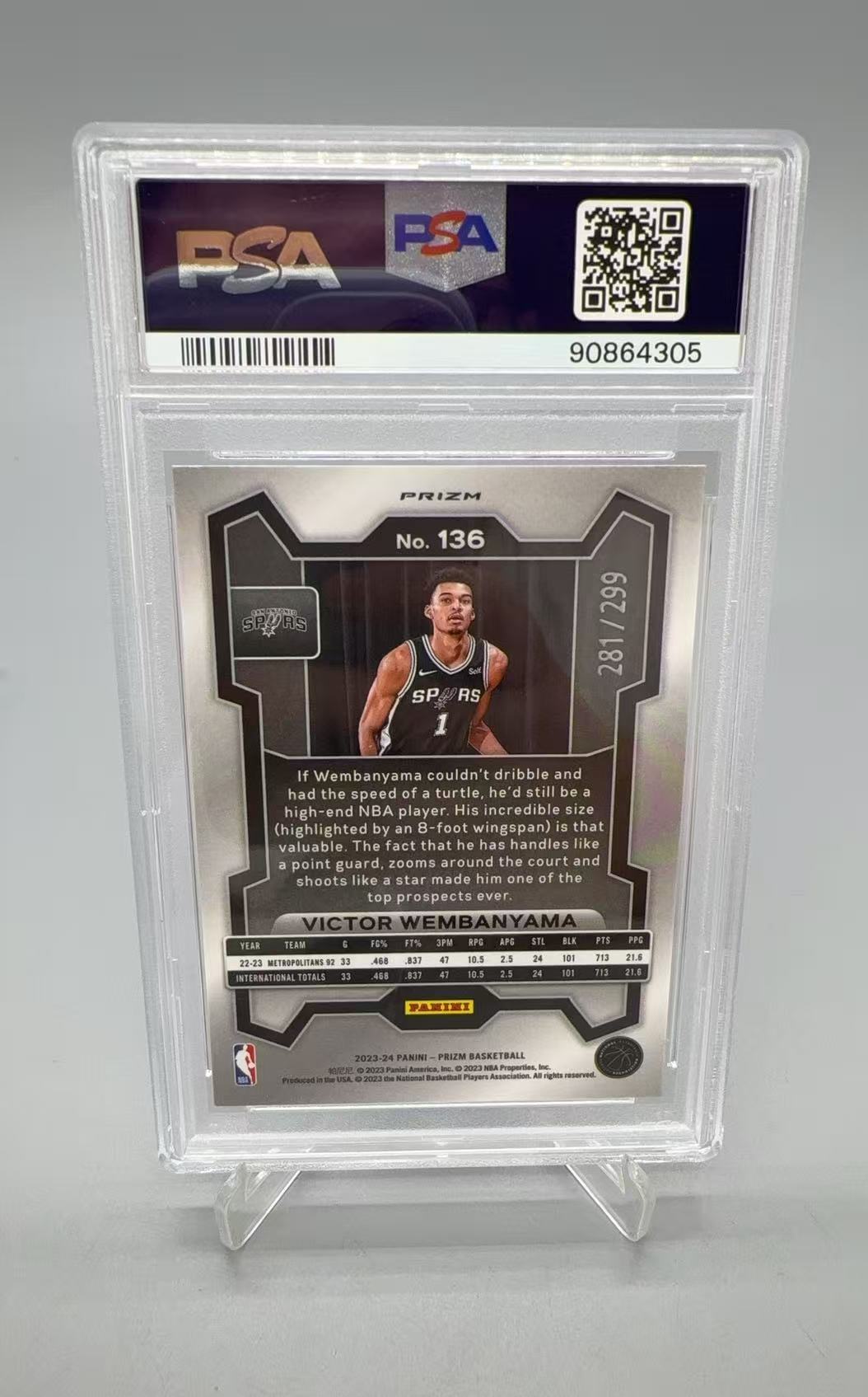2023 Panini Prizm Victor Wembanyama RC 【拆吧代拍】 维克托 文班亚马 马刺 新秀 299编 红脉冲折 评级PSA10 圣安东尼奥马刺 梭哈0601