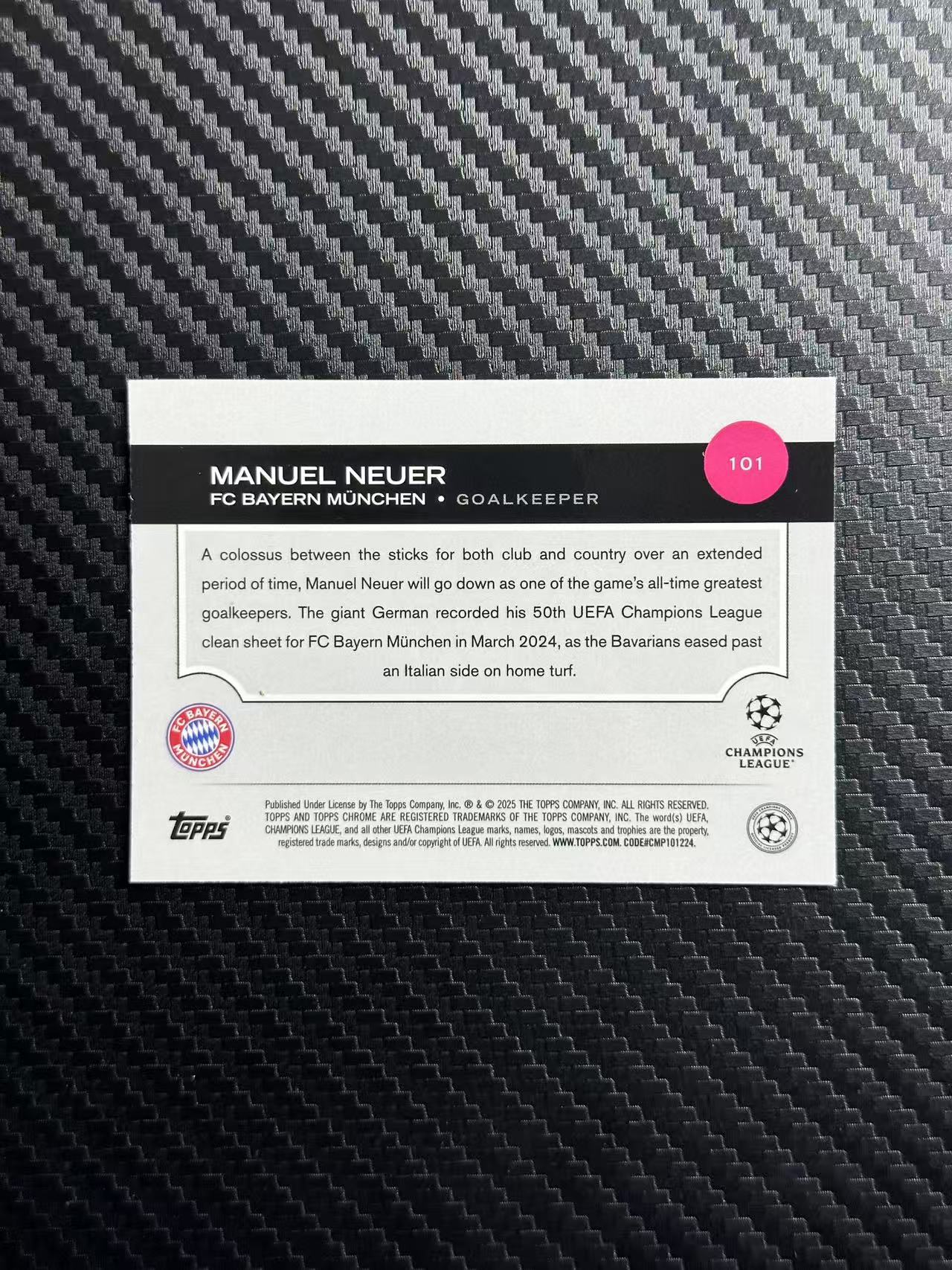 2025 Topps Chrome Manuel Neuer 欧战TC 拜仁慕尼黑 诺伊尔 紫折 192/299编 拍前看描述
