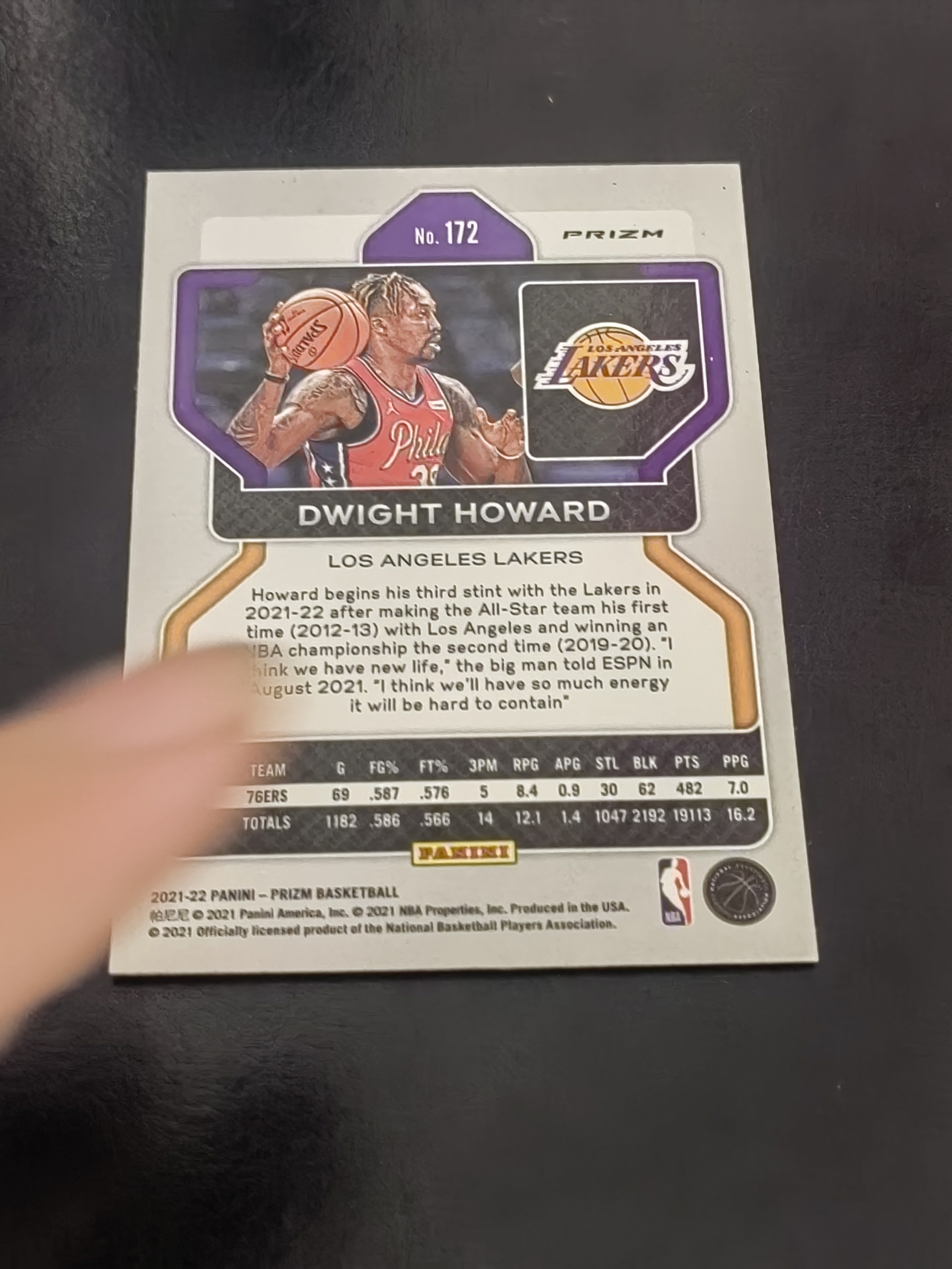2021-22 Panini PRIZM Dwight Howard PZ 绿折 德怀特·霍华德 湖人 魔术 火箭 老鹰 黄蜂 奇才 76人 篮 白边白角 不保卡品 卡品如图