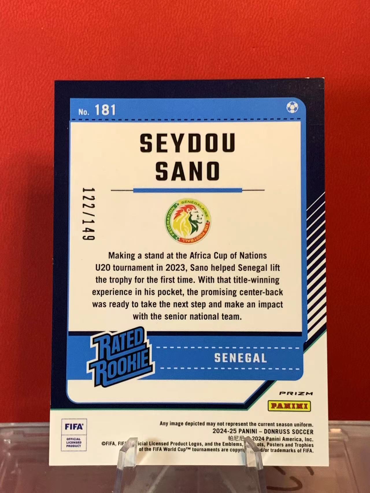 (詹叔代拍)2024-25 PANINI DONRUSS 杜蕾斯 足球 seydou sano 塞杜 萨诺 塞内加尔 新秀RC 122/149编 蓝折 卡品如图 顺丰寄付 泰山