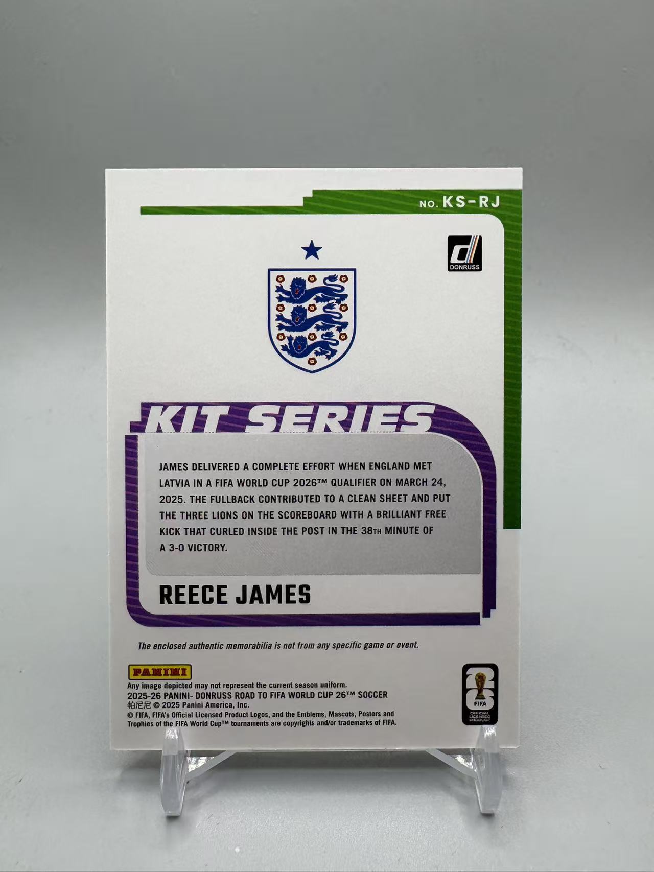 2025-26 Panini Donruss Reece James 【灰灰代拍】全新 世界杯 杜蕾斯 里斯 詹姆斯 球衣 物料 切割 英格兰 切尔西