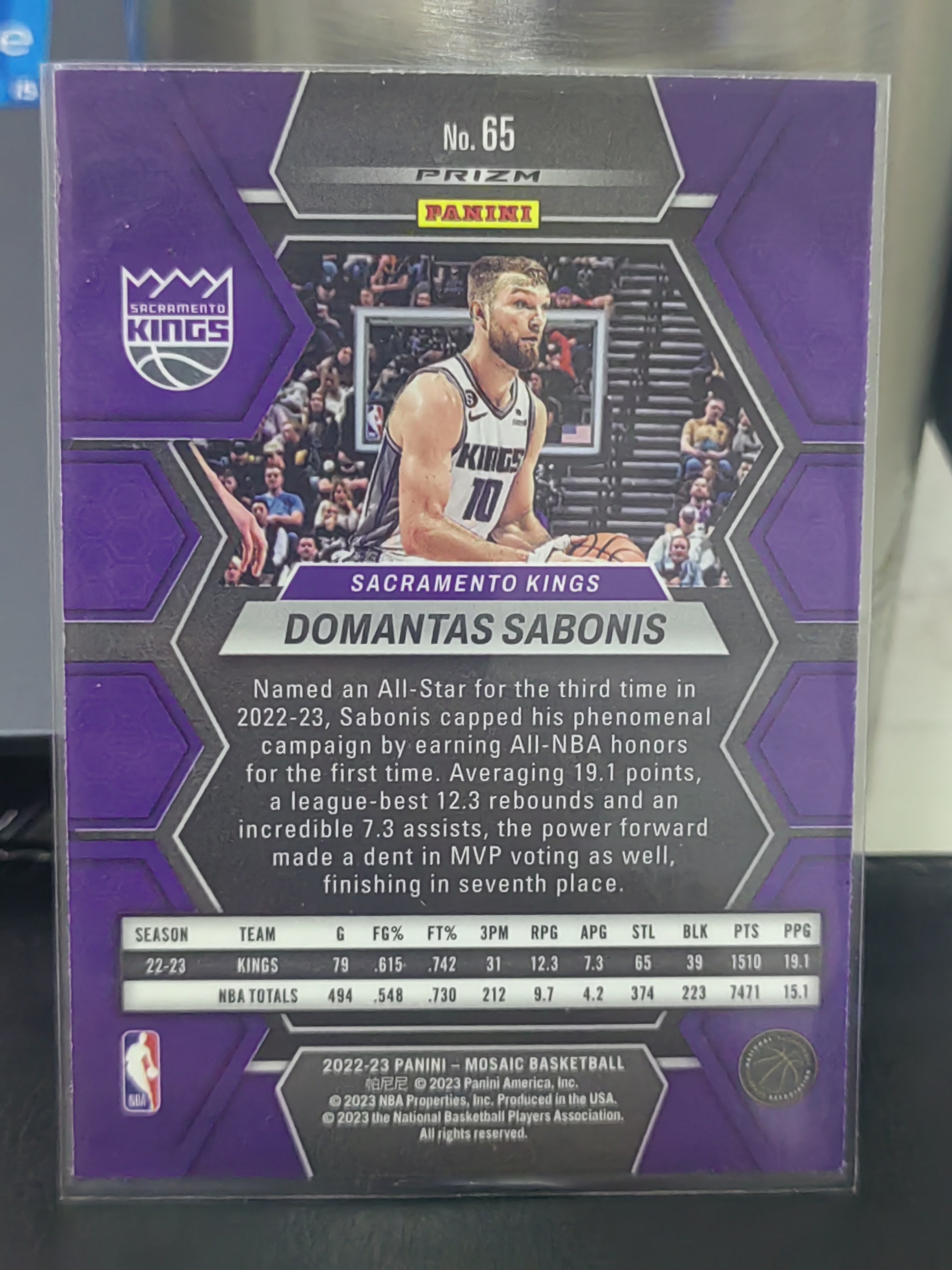 2022-23 Panini Mosaic Domantas Sabonis 马赛克 红折 红格子折 多曼塔斯 萨博尼斯 国王 小萨博尼斯 篮 白边白角 不保卡品 卡品如图